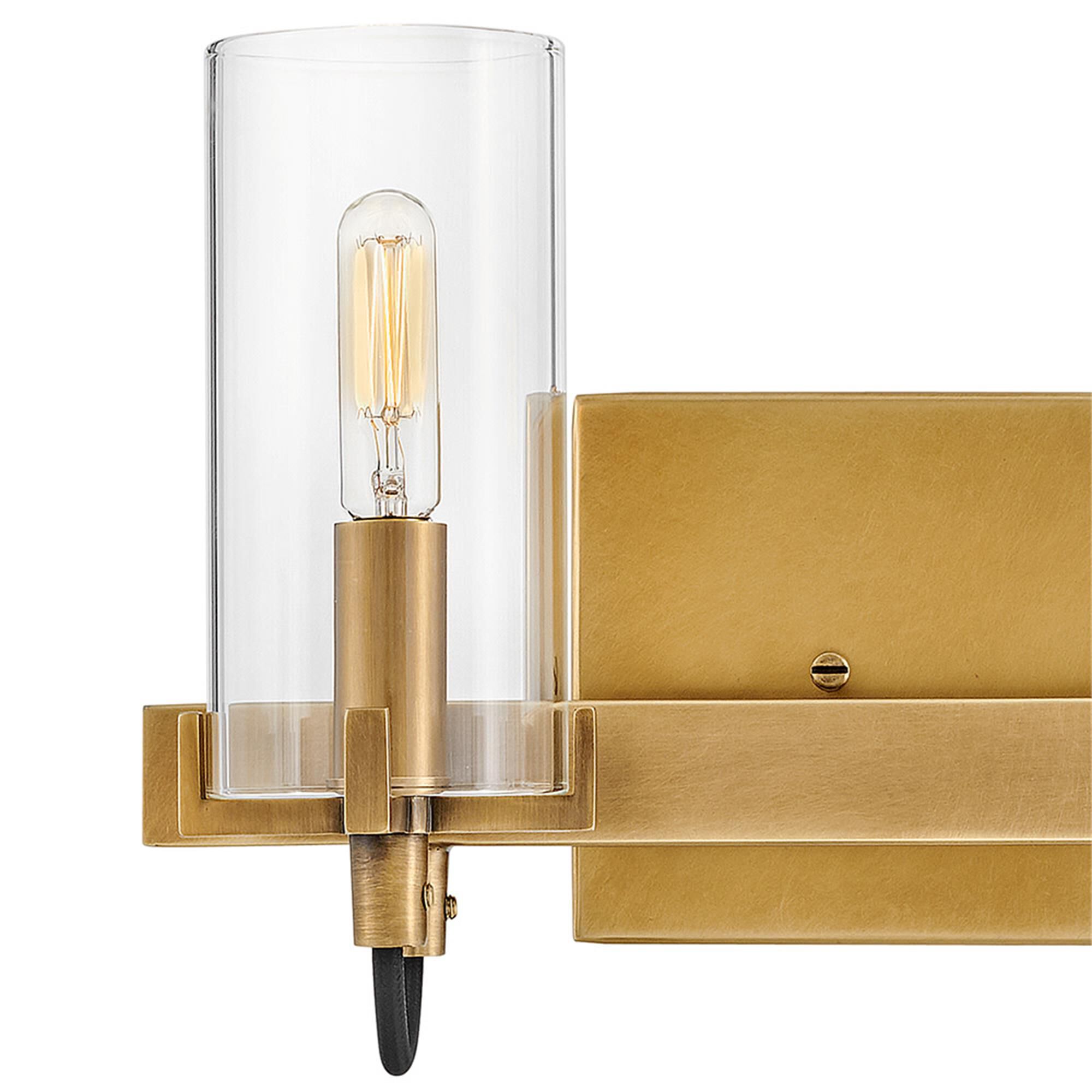 Shown in Heritage Brass finish and Clear glass