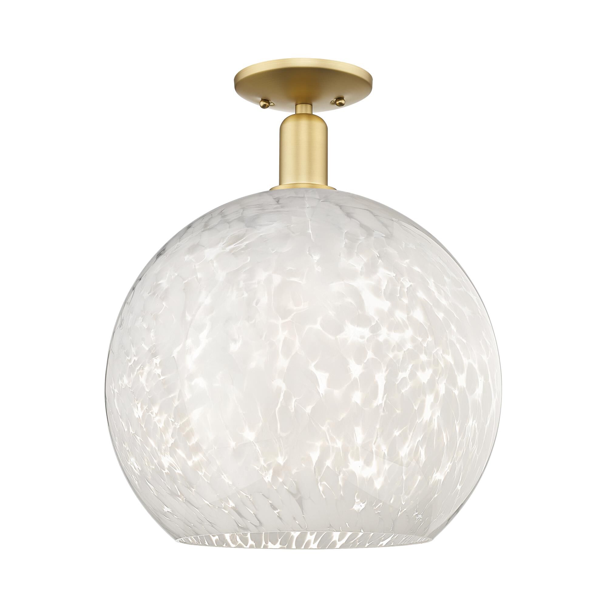 Shown in Satin Gold finish and White Mouchette glass