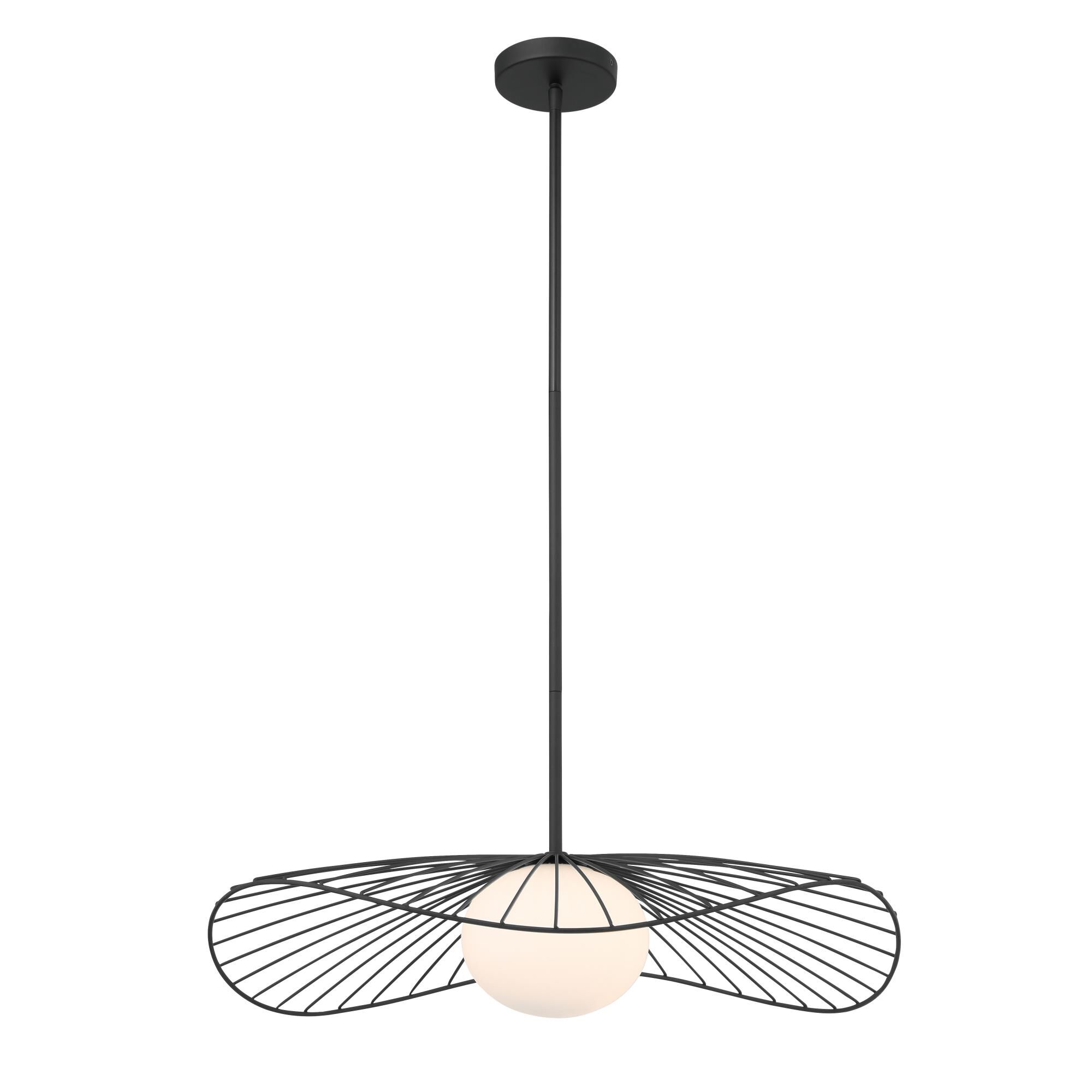 Shown in Dark Matte Black finish and White glass and Etched Opal Glass shade