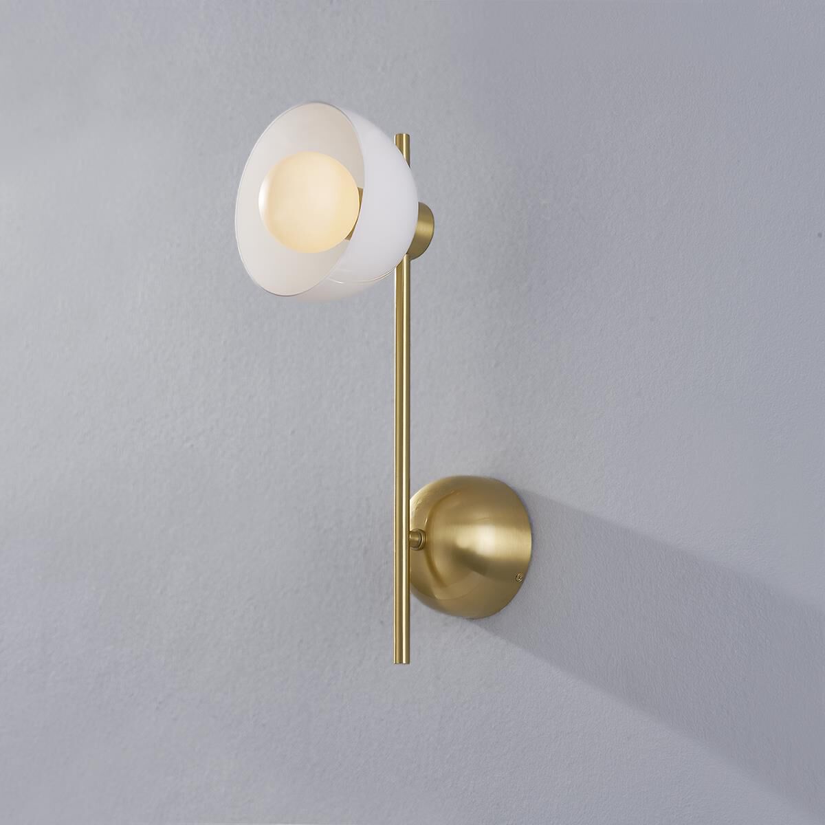 Shown in Aged Brass finish and Opal Glossy glass