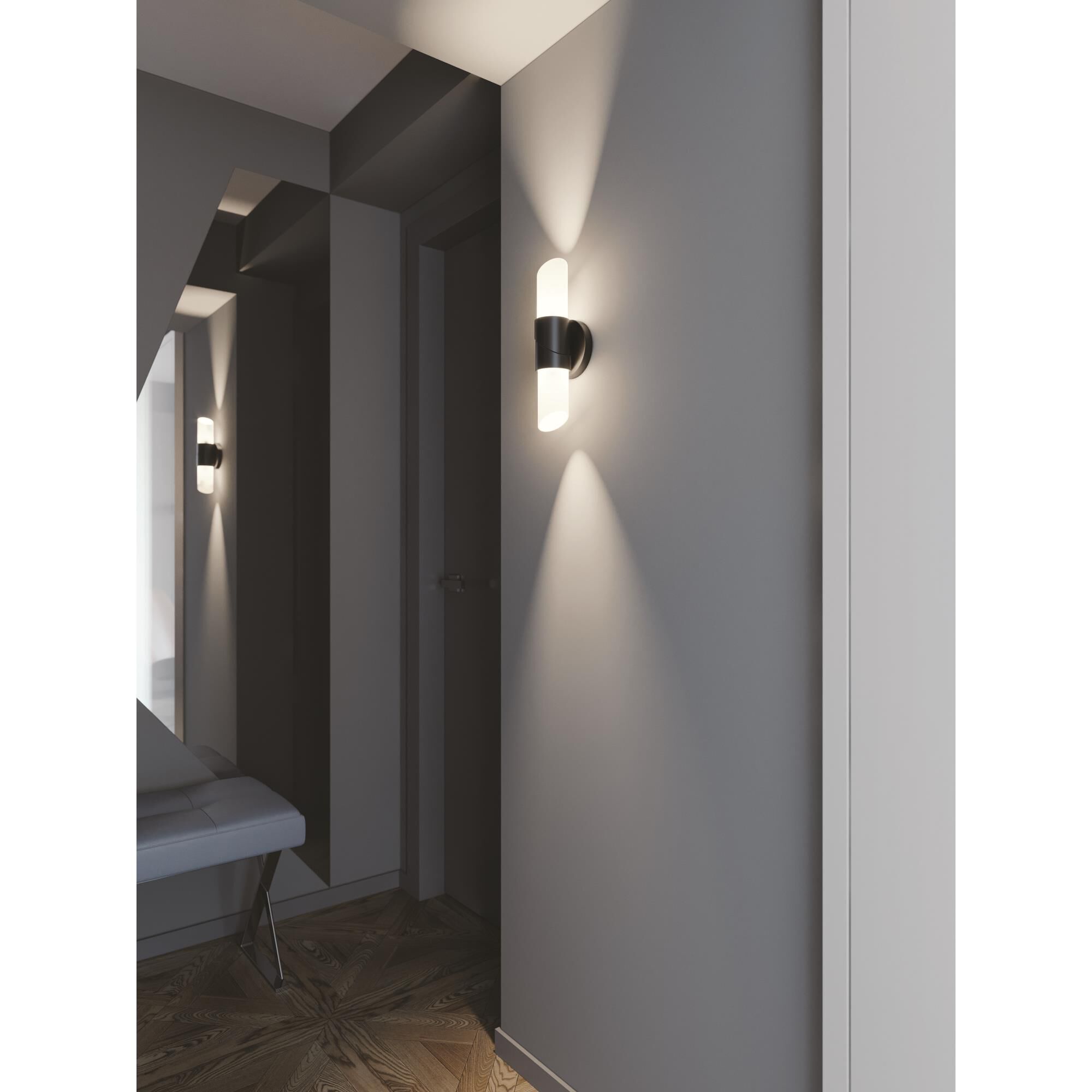 Shown in Black finish and White glass