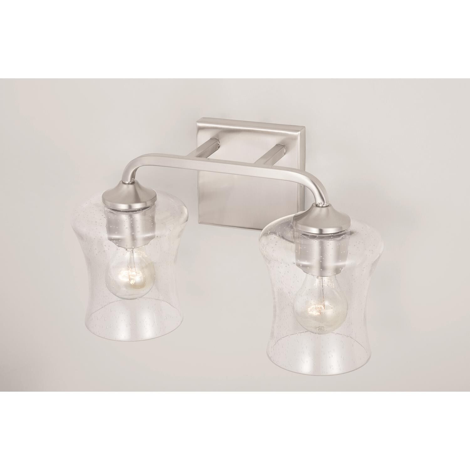 Shown in Nickel finish and Clear Seeded glass