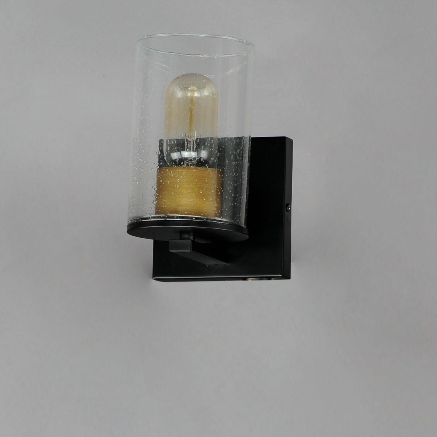 Shown in Antique Brass / Black finish and Seedy glass