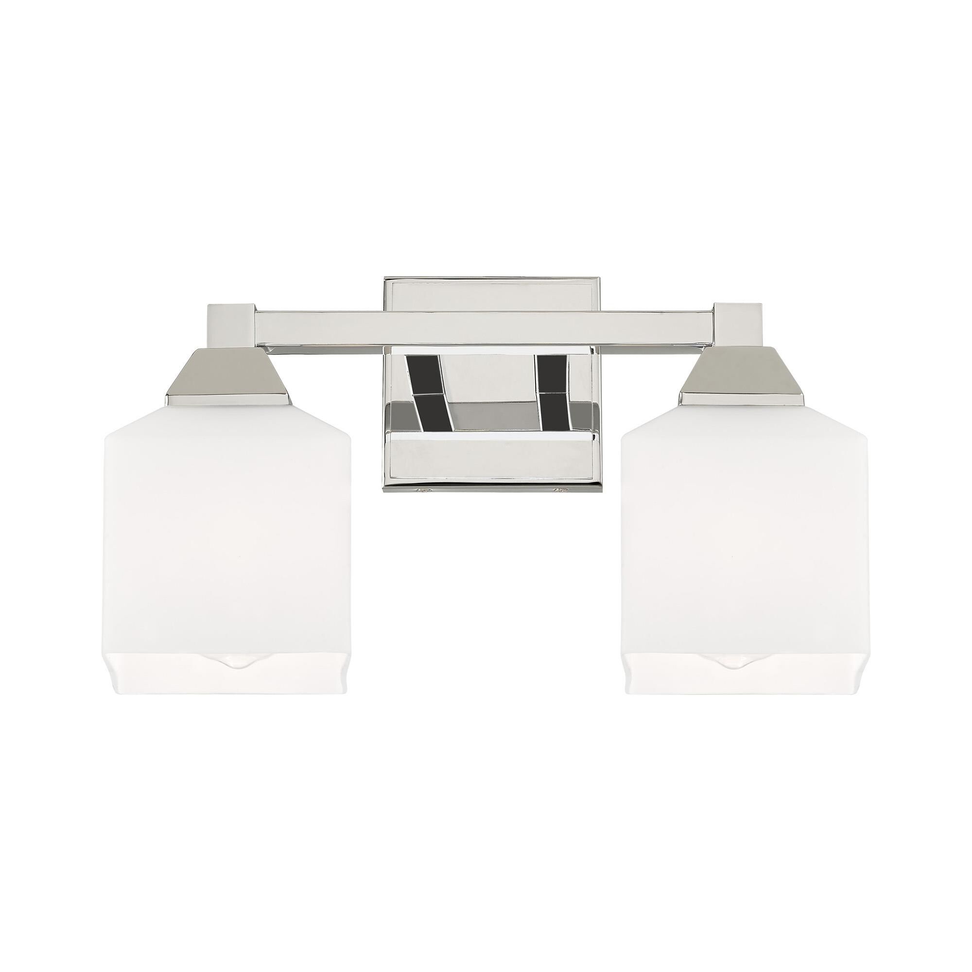 Shown in Polished Chrome finish and Hand Blown Satin Opal White glass