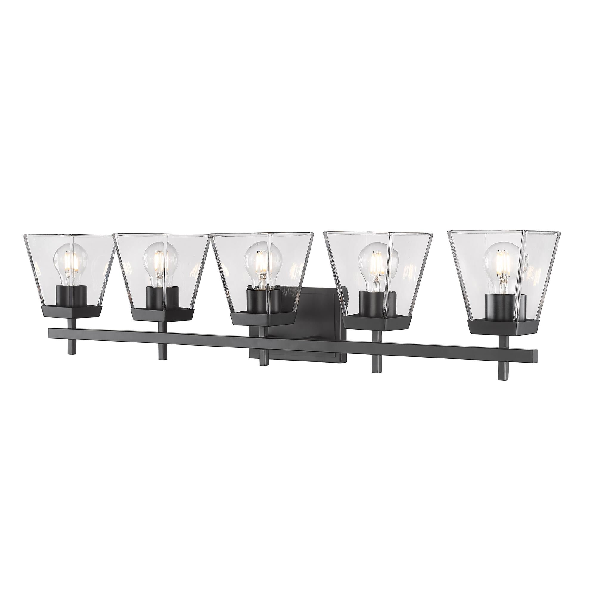 Shown in Matte Black finish and Clear glass