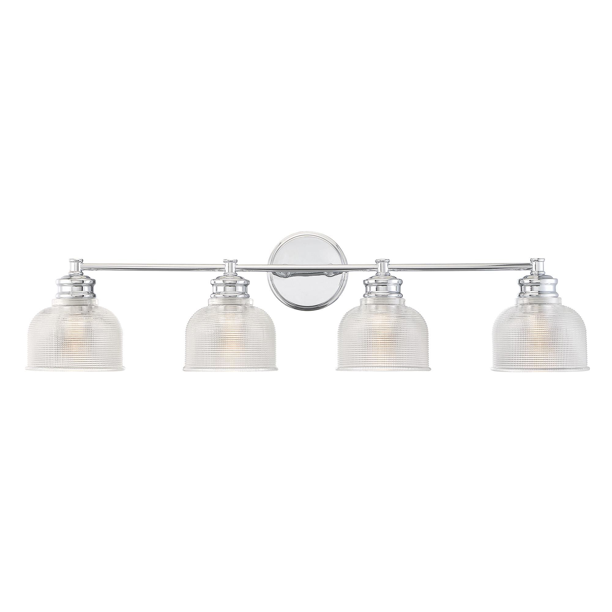 Shown in Chrome finish and Clear Halophane glass