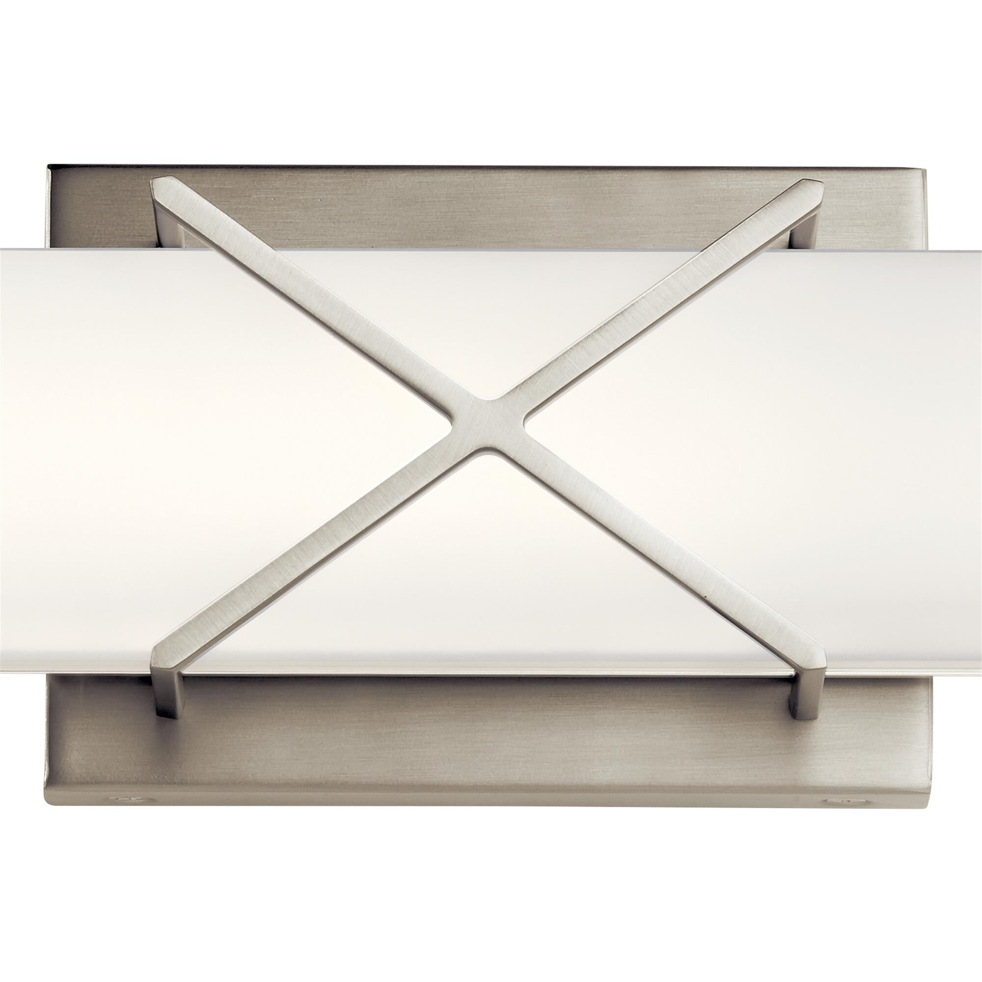 Shown in Brushed Nickel finish and Satin Etched White glass