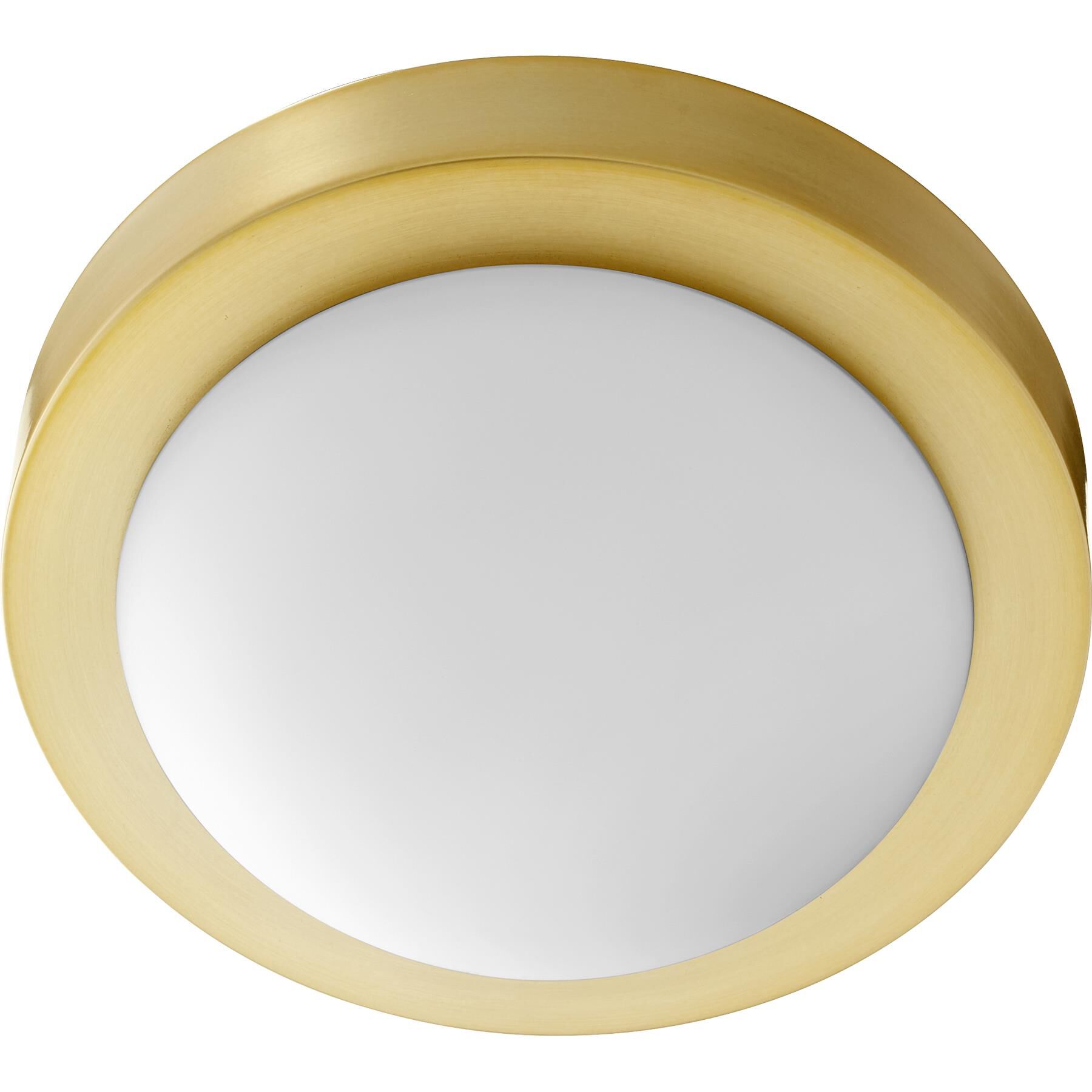 Shown in Aged Brass finish and Satin Opal shade