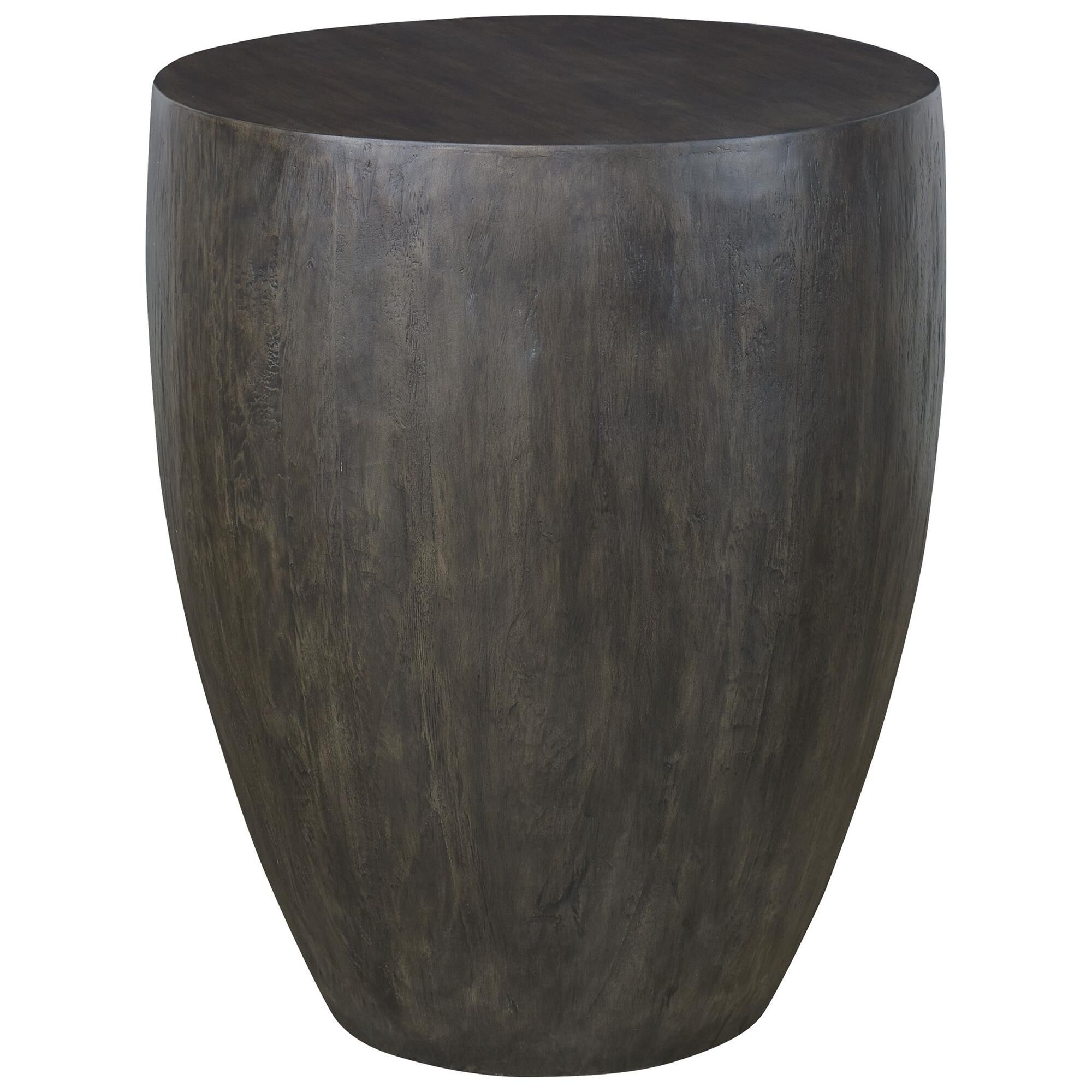 Shown in Showcasing A Minimalist Style, This Round End Table Features A Mango Wood Veneer Overlay In A Heavil finish