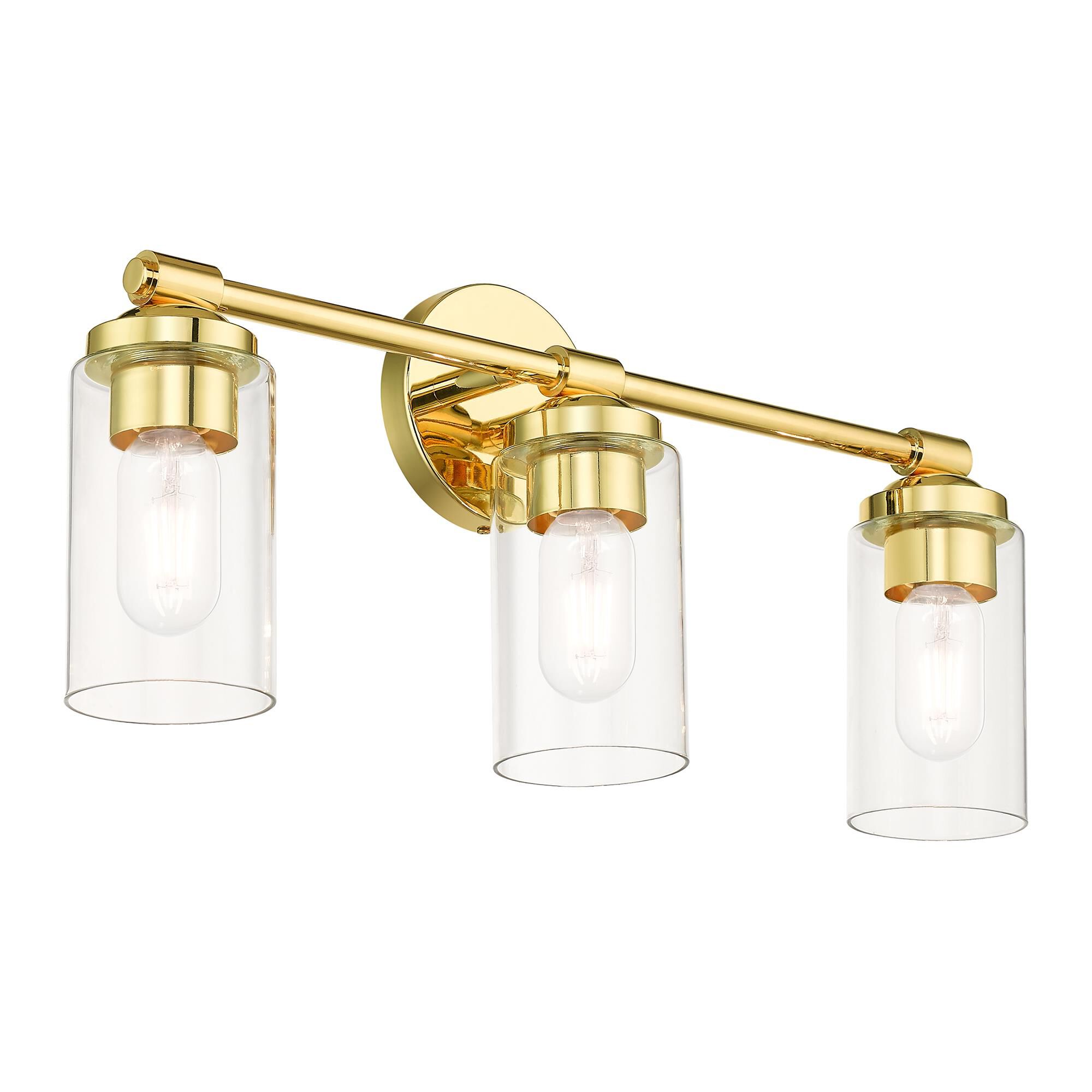 Shown in Polished Brass finish and Hand Blown Clear  glass
