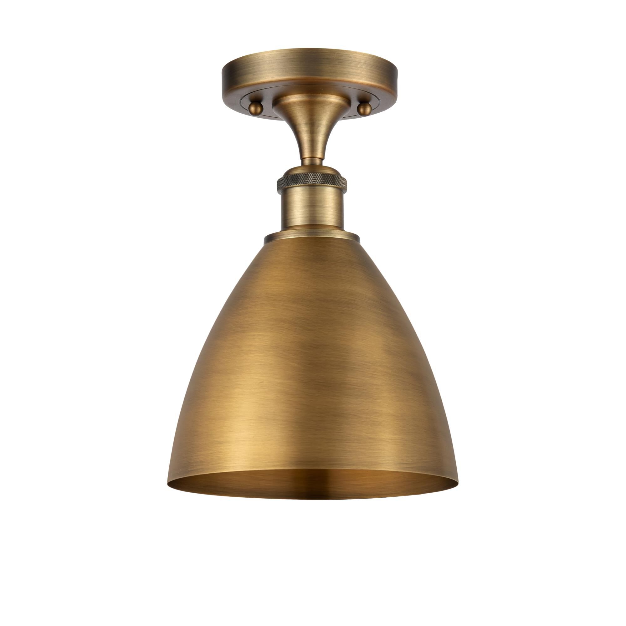 Shown in Brushed Brass finish and Clear glass and Brushed Brass Ballston Dome shade
