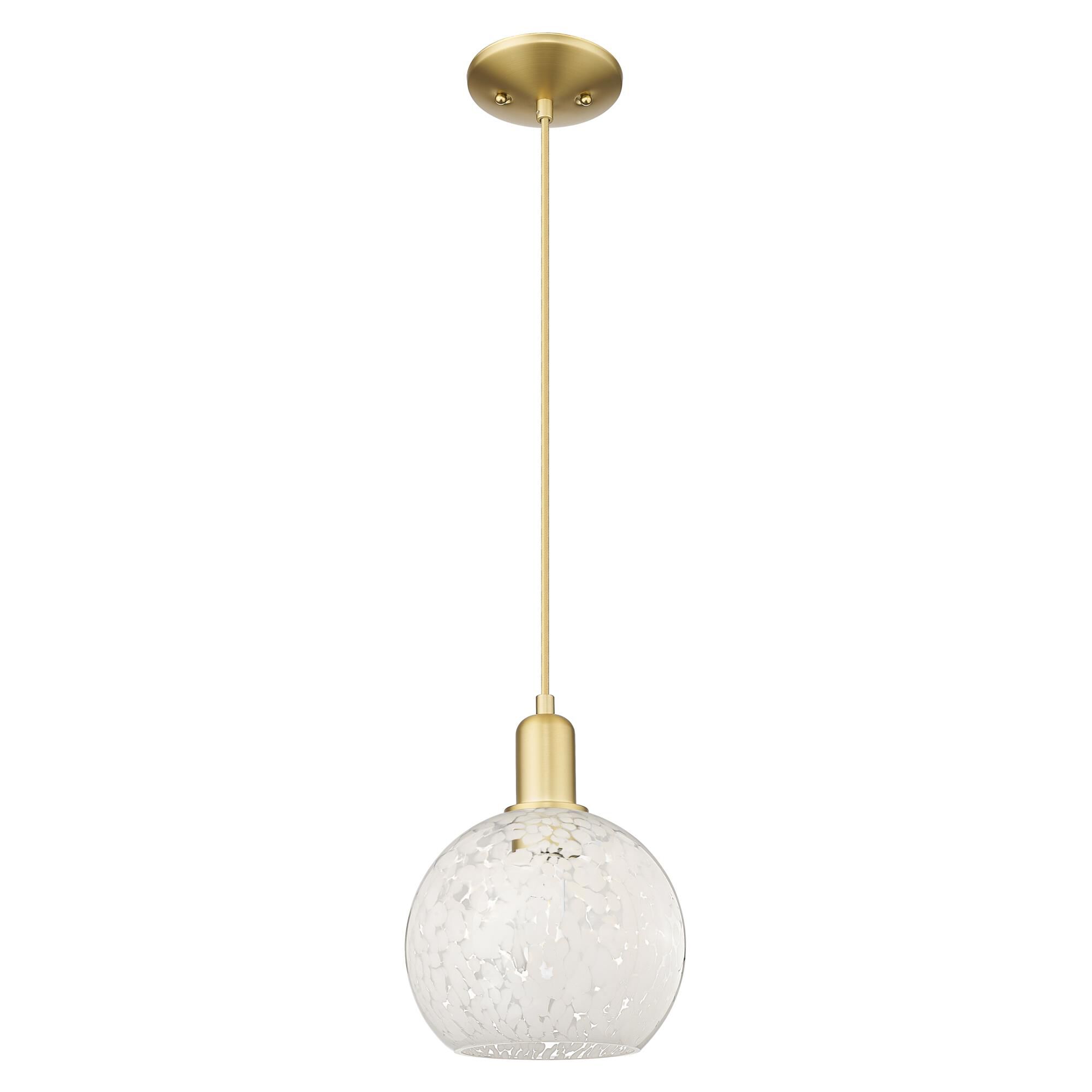 Shown in Satin Gold finish and White Mouchette glass
