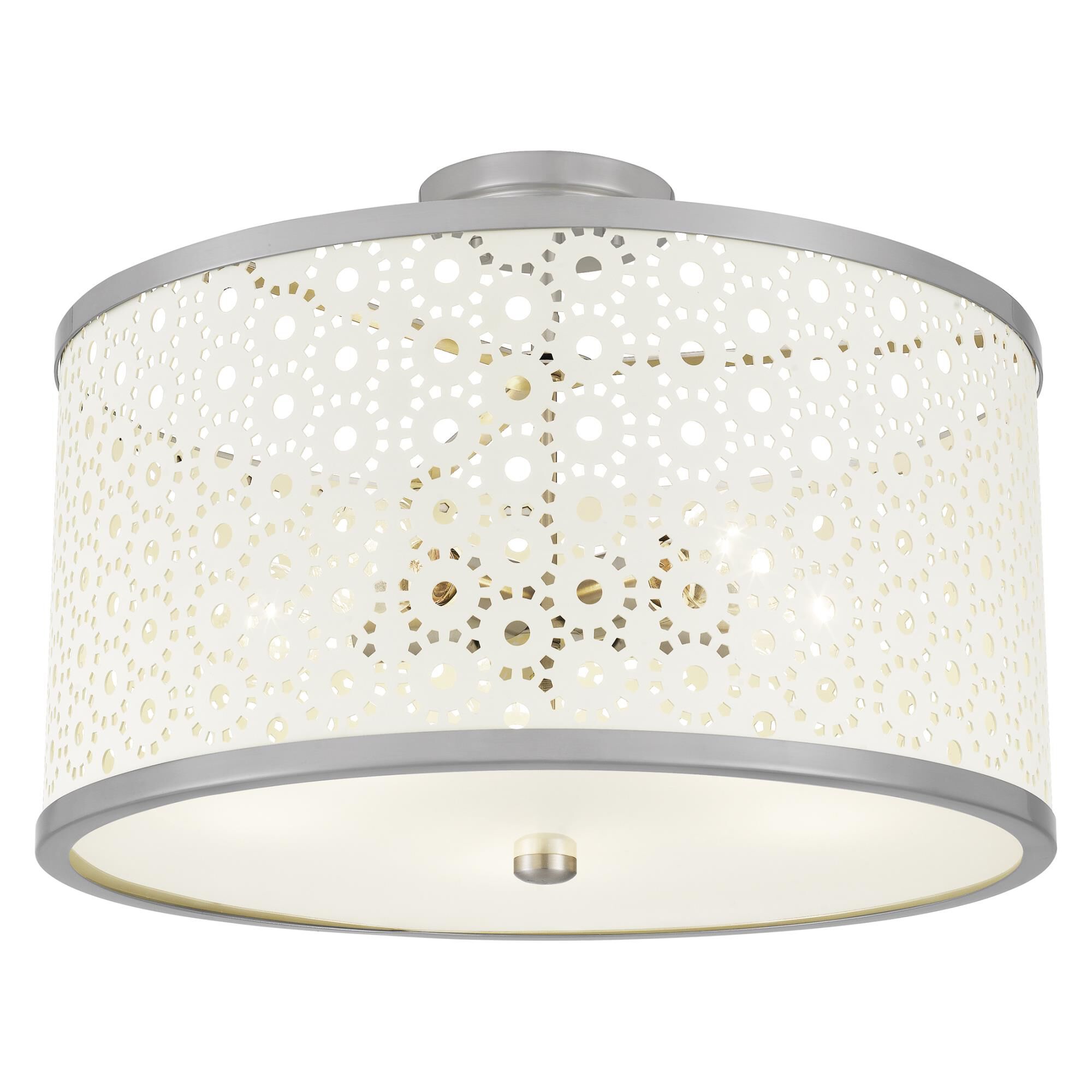 Shown in Brushed Nickel finish and Metal shade