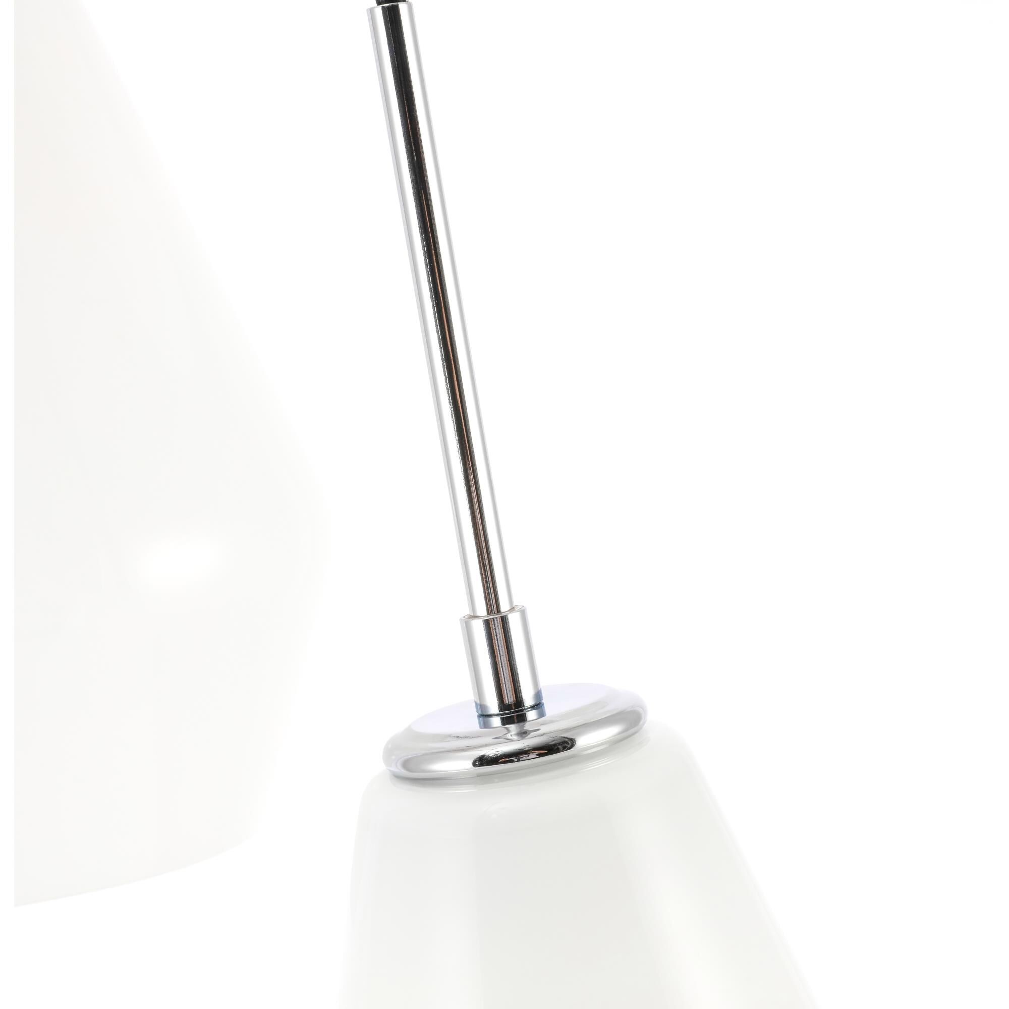 Shown in Chrome finish and Frosted White  glass