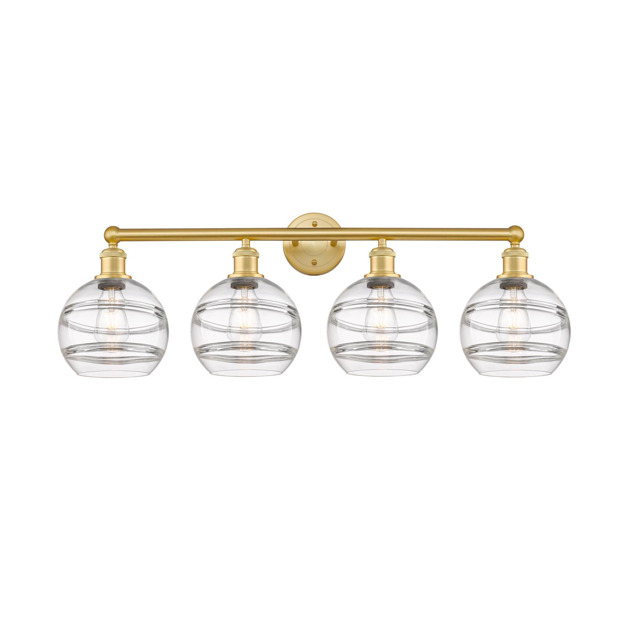 Shown in Satin Gold finish and Clear glass