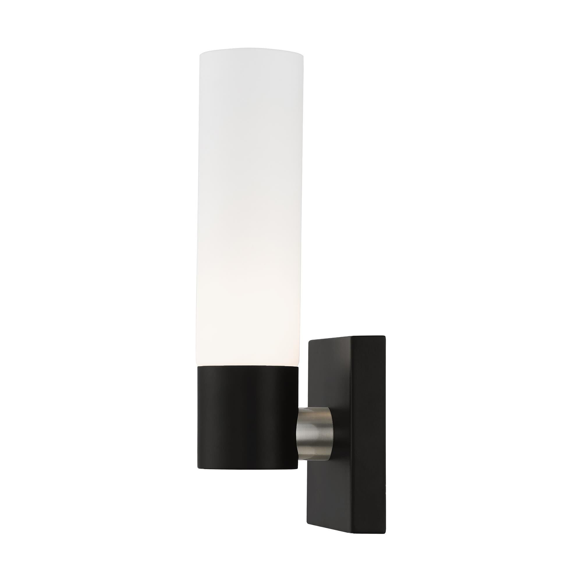 Shown in Black With Brushed Nickel Accent finish and Hand Blown Satin Opal White Twist Lock glass and Hand Blown Satin Opal White Twist Lock Glass shade