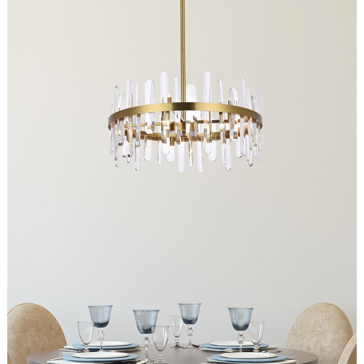 Shown in Satin Gold finish and Royal Cut Clear crystal