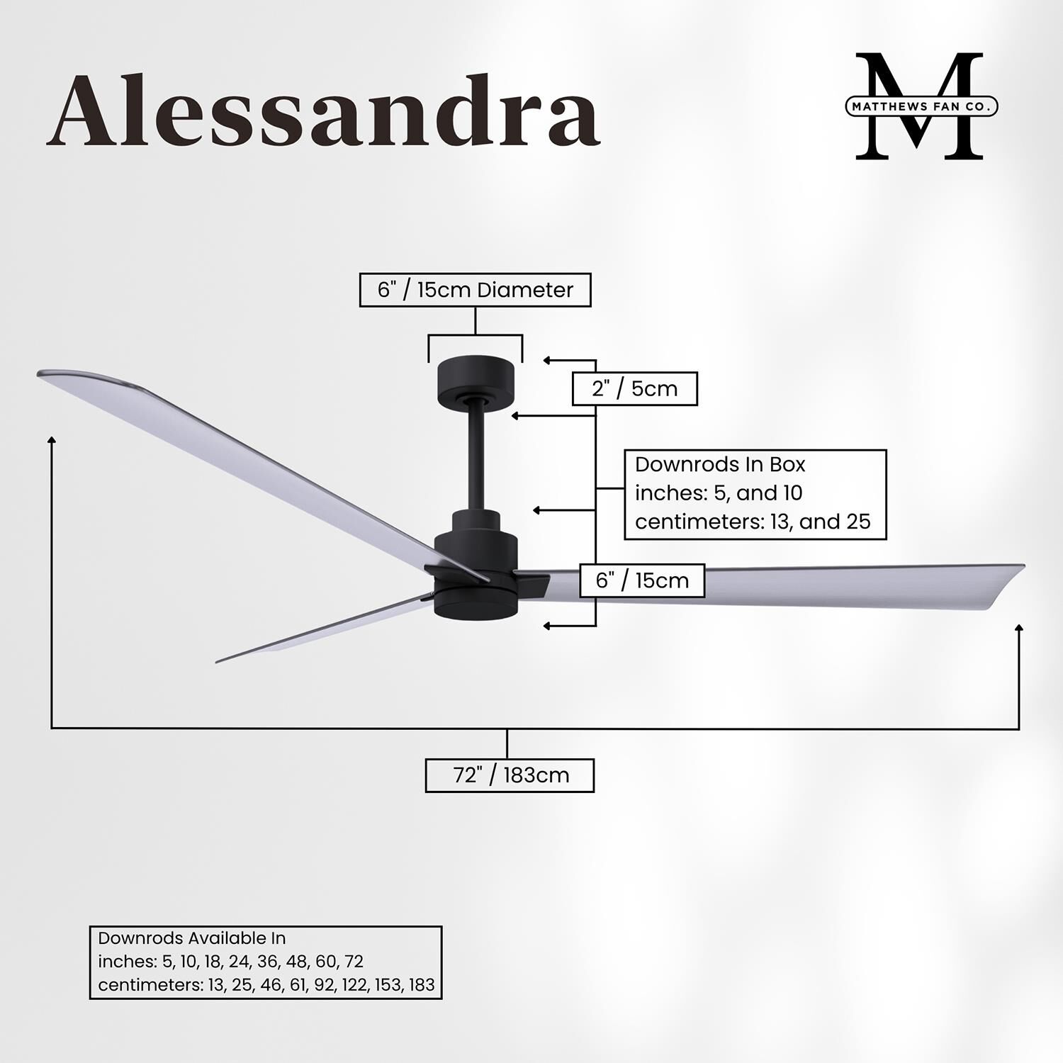 Alessandra 72 Inch Ceiling Fan by Matthews Fan Company