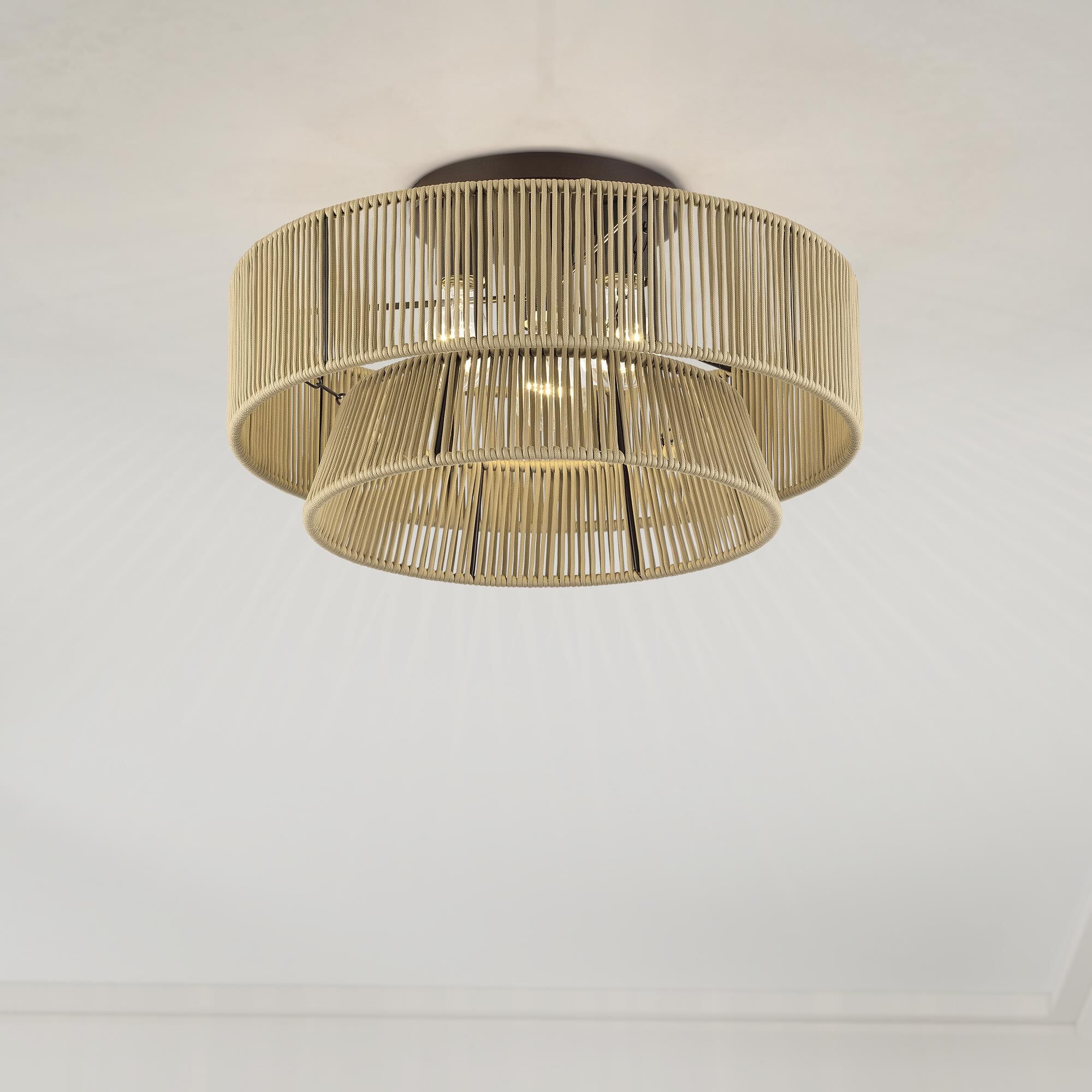 Shown in English Bronze finish and Hand-Woven Venetian Gold Color Polyester Rope shade