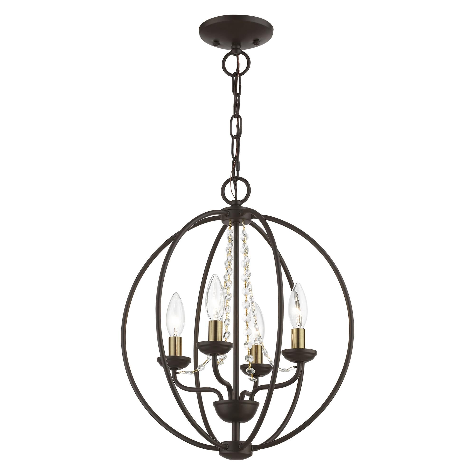 Shown in Bronze with Antique Brass Finish Candles finish and Clear Crystals shade