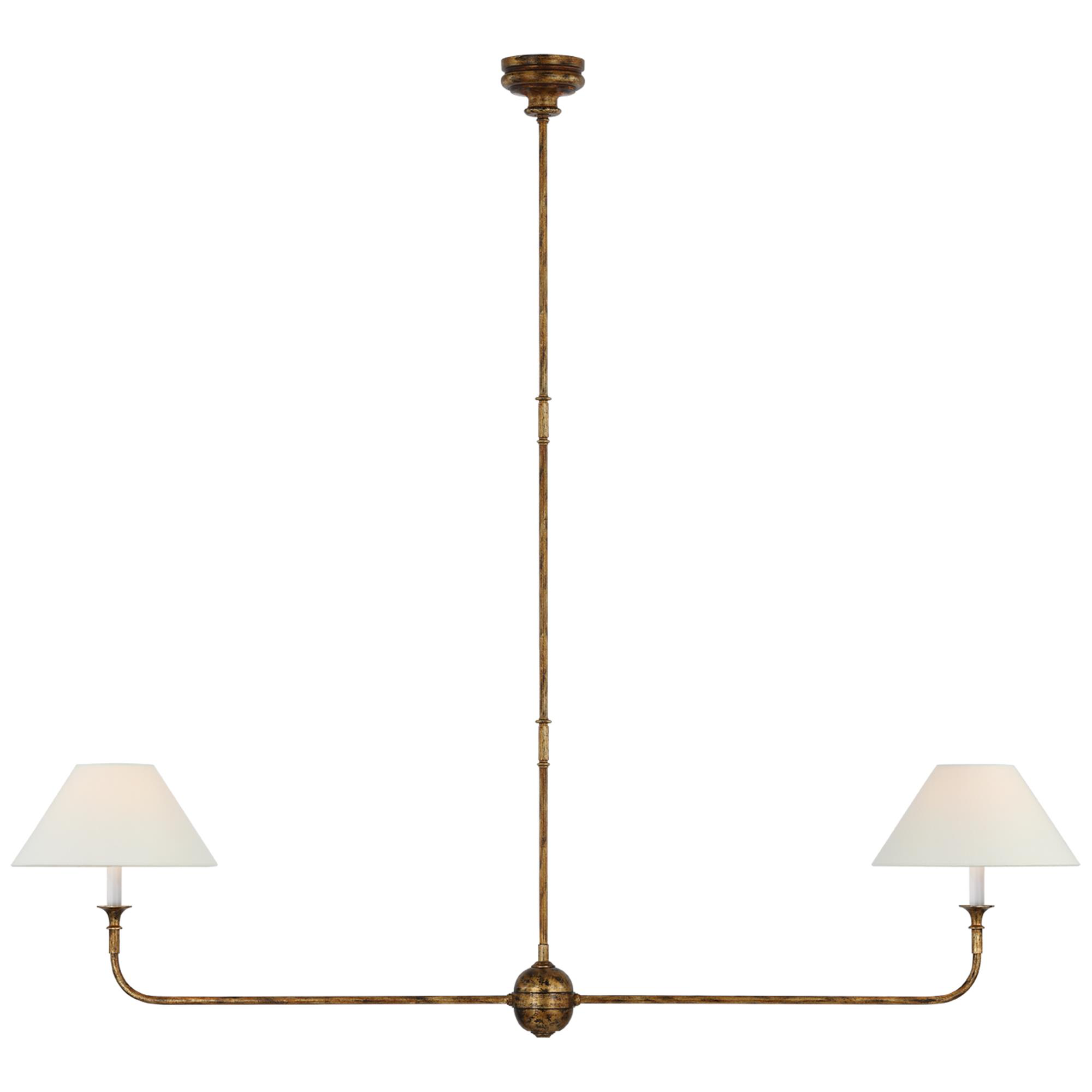 Shown in Antique Gild finish and Linen shade