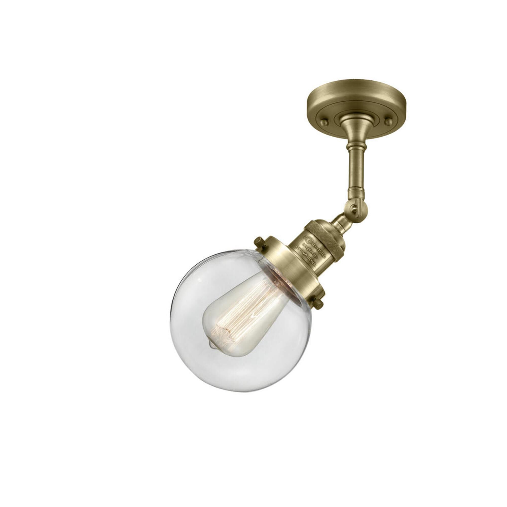 Shown in Antique Brass finish and Clear glass and No Accent accent