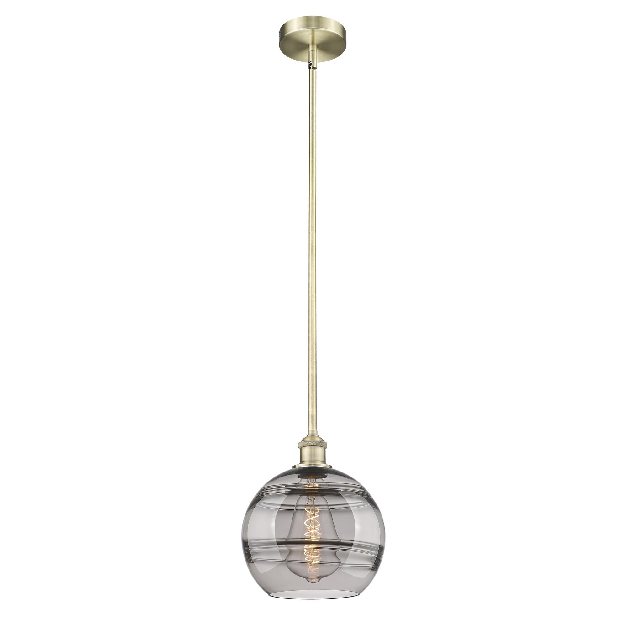 Shown in Antique Brass finish and Light Smoke glass