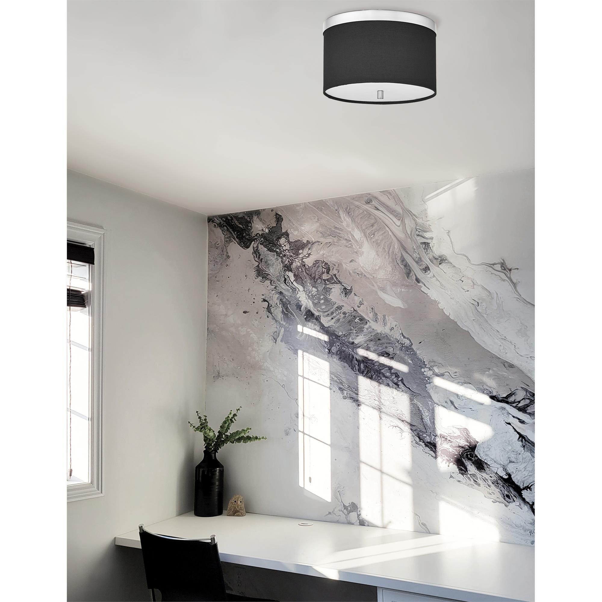 Shown in Polished Chrome finish and Black shade