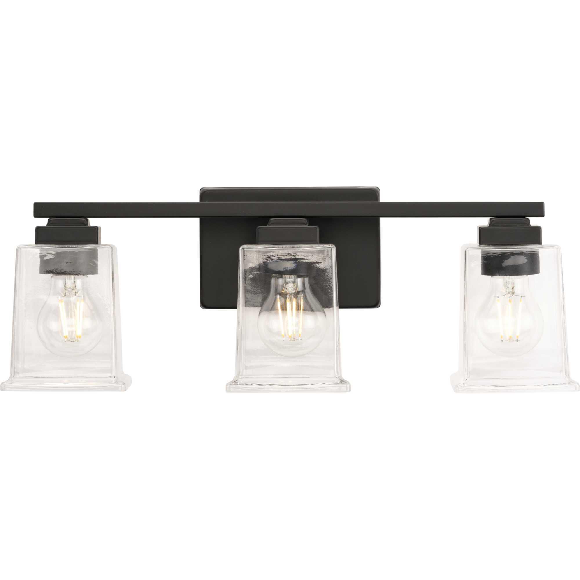 Shown in Matte Black finish and Clear glass