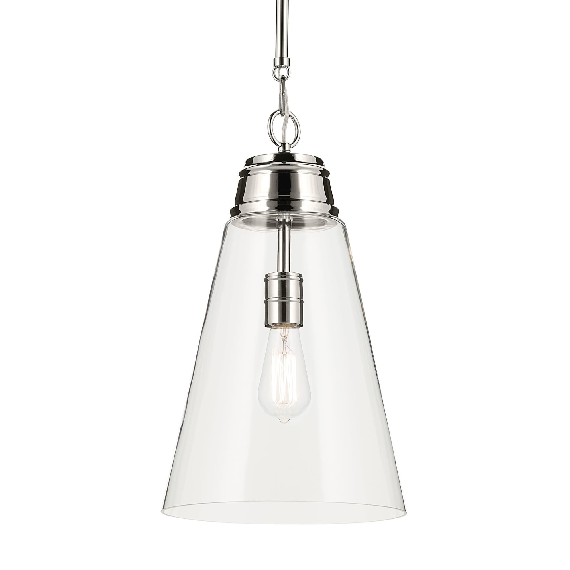 Shown in Polished Nickel finish and Clear glass
