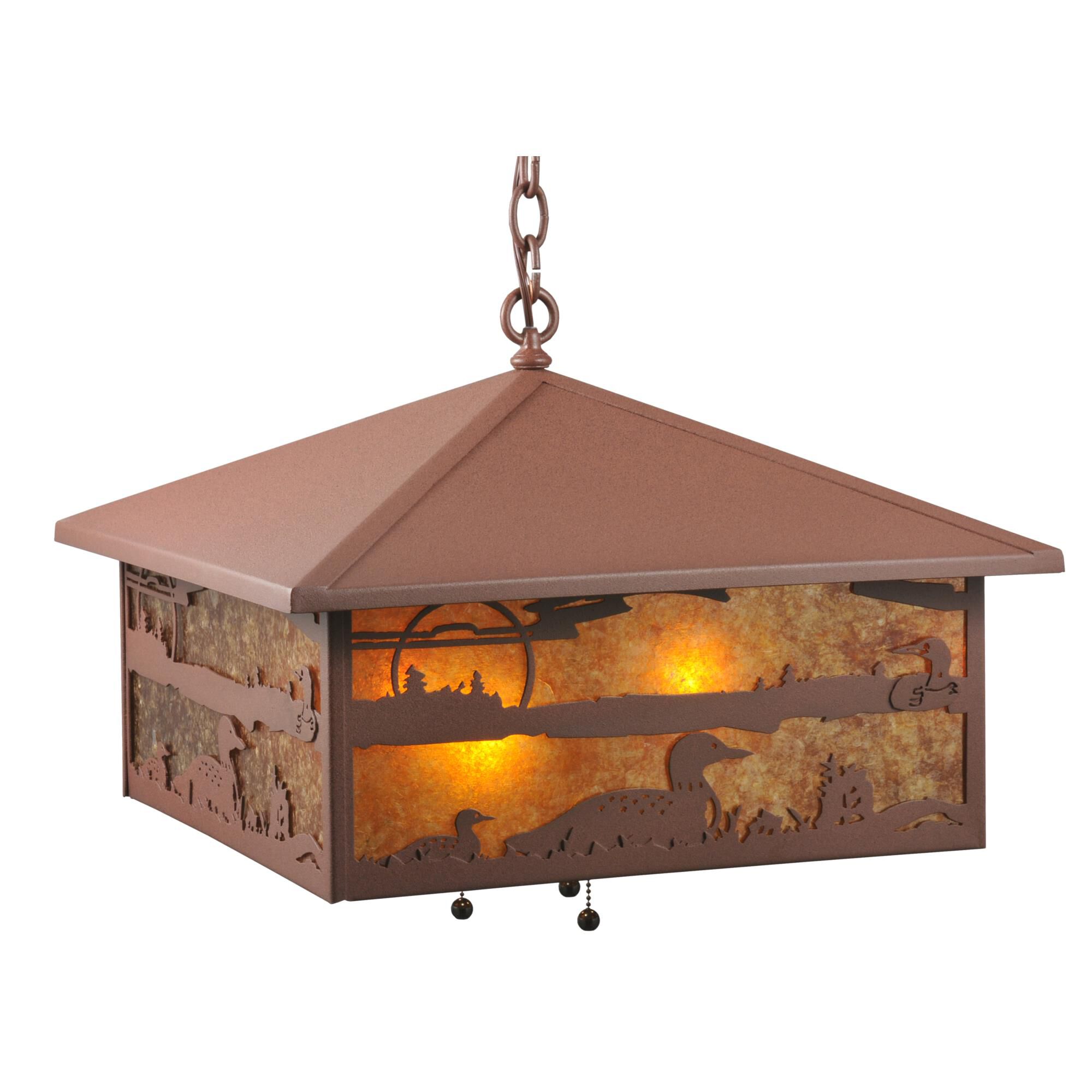 Shown in Red Rust finish and Amber Mica glass