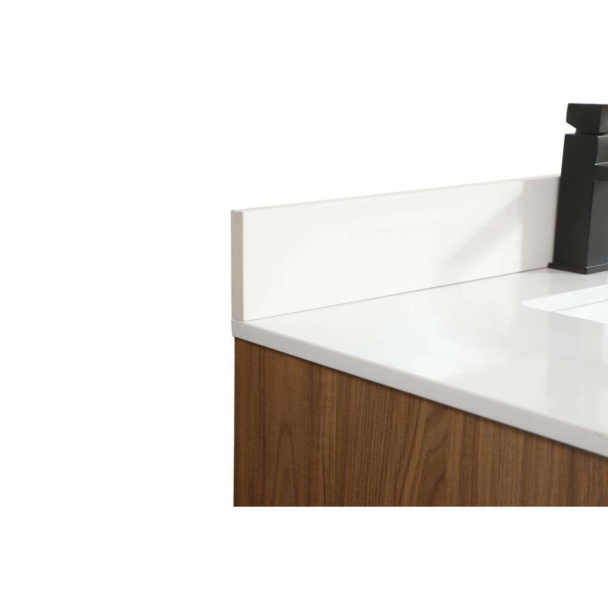 Shown in Walnut Brown finish and With Backsplash accent