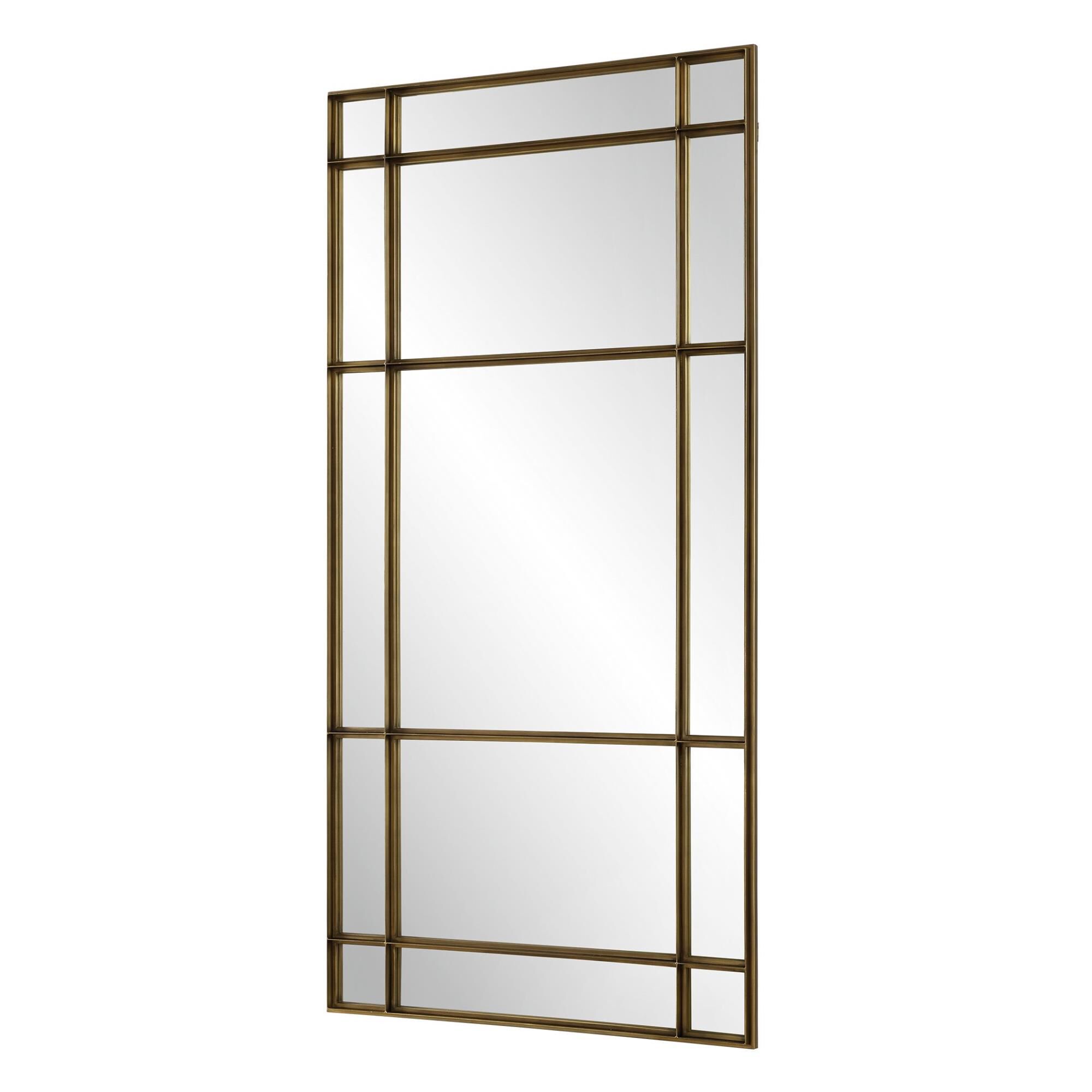 Shown in This Oversized Mirror Features A Heavy Iron Frame With Deep Channels Reminiscent Of Vintage Warehous finish