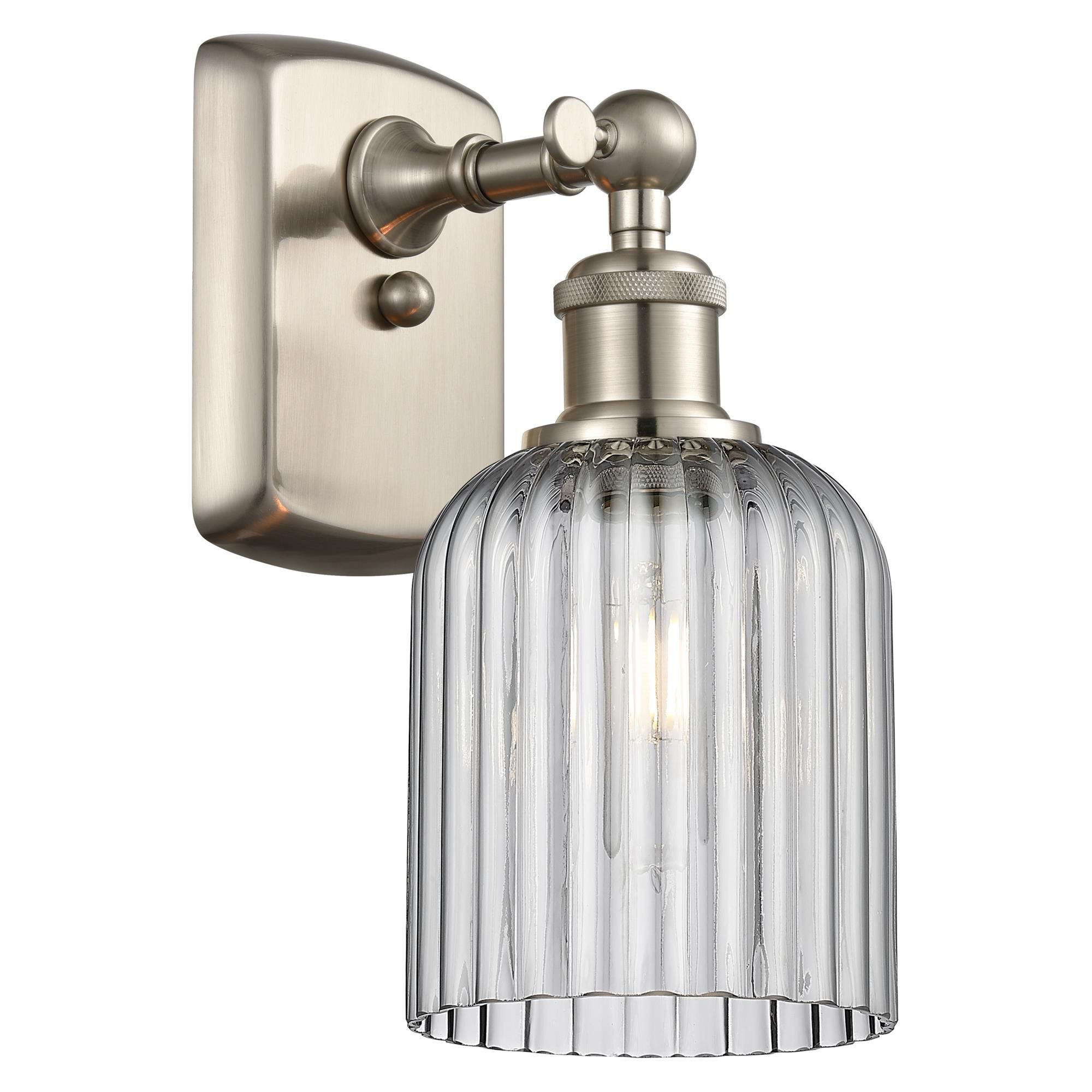Shown in Satin Nickel finish and Light Smoke shade