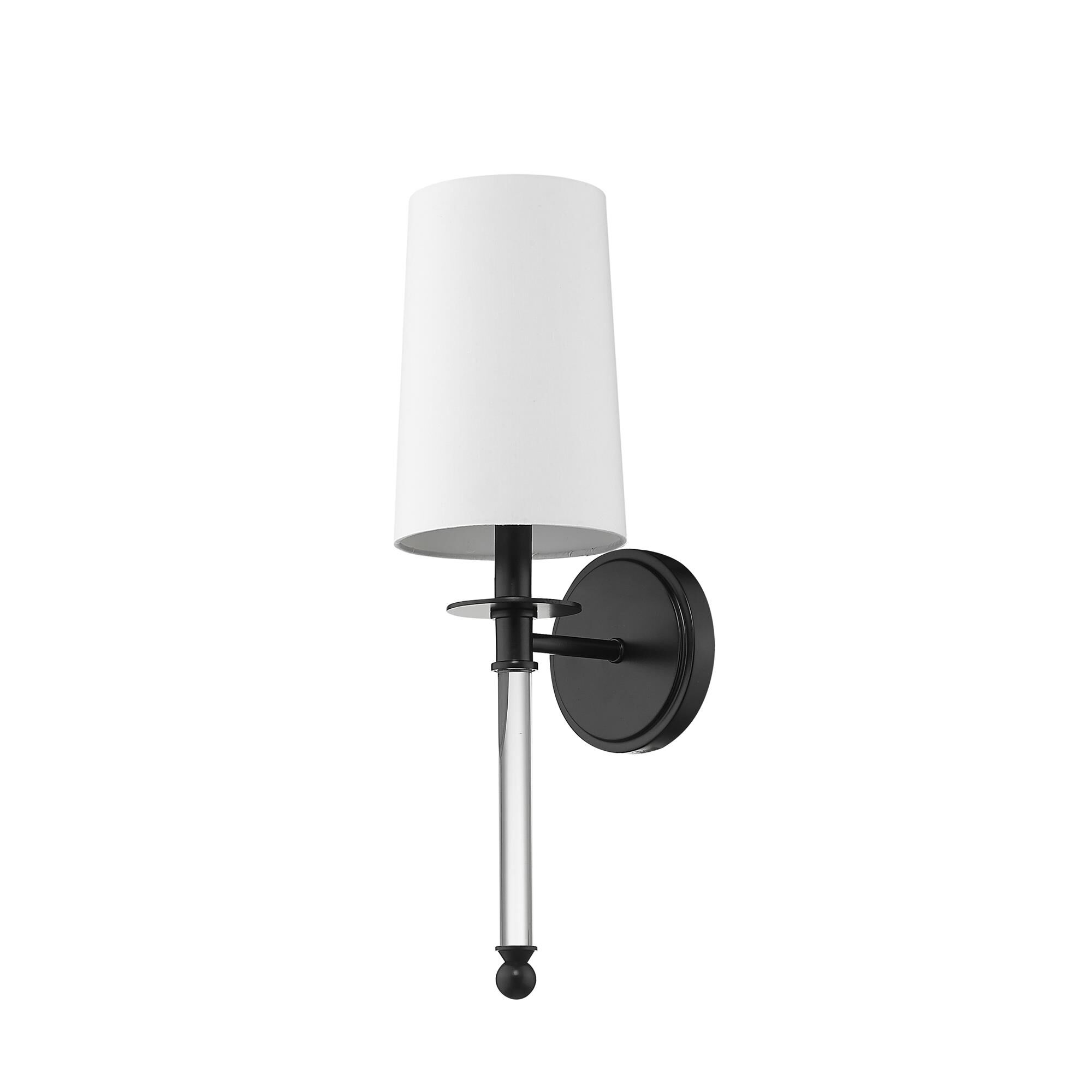 Shown in Matte Black finish and Fabric glass and Fabric shade