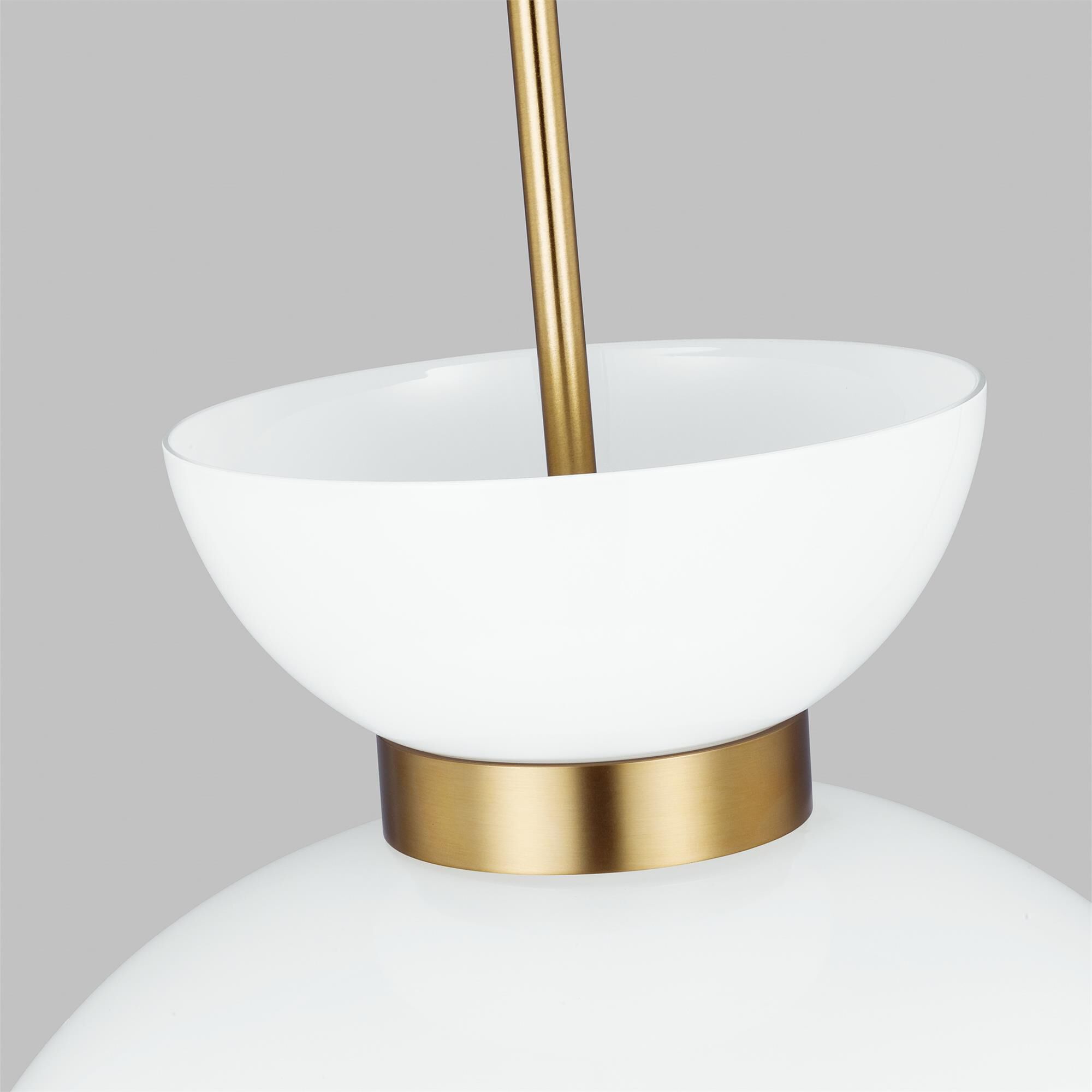 Shown in Burnished Brass finish and Milk White glass