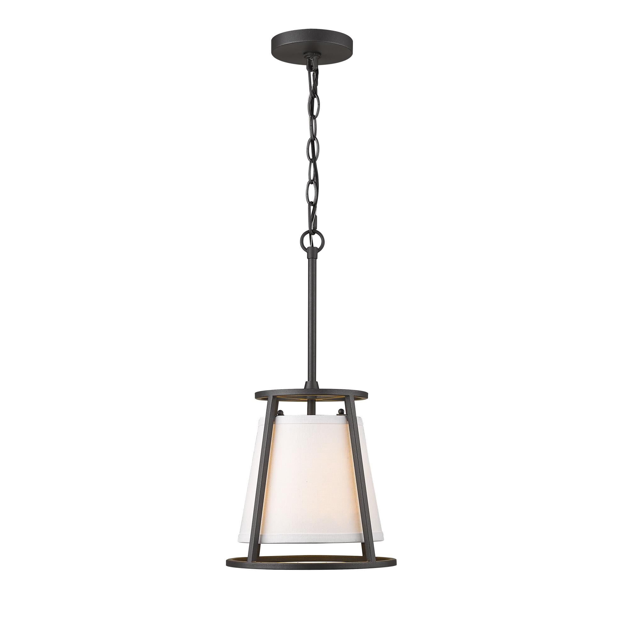 Shown in Iron Ore finish and Fabric glass and Fabric shade