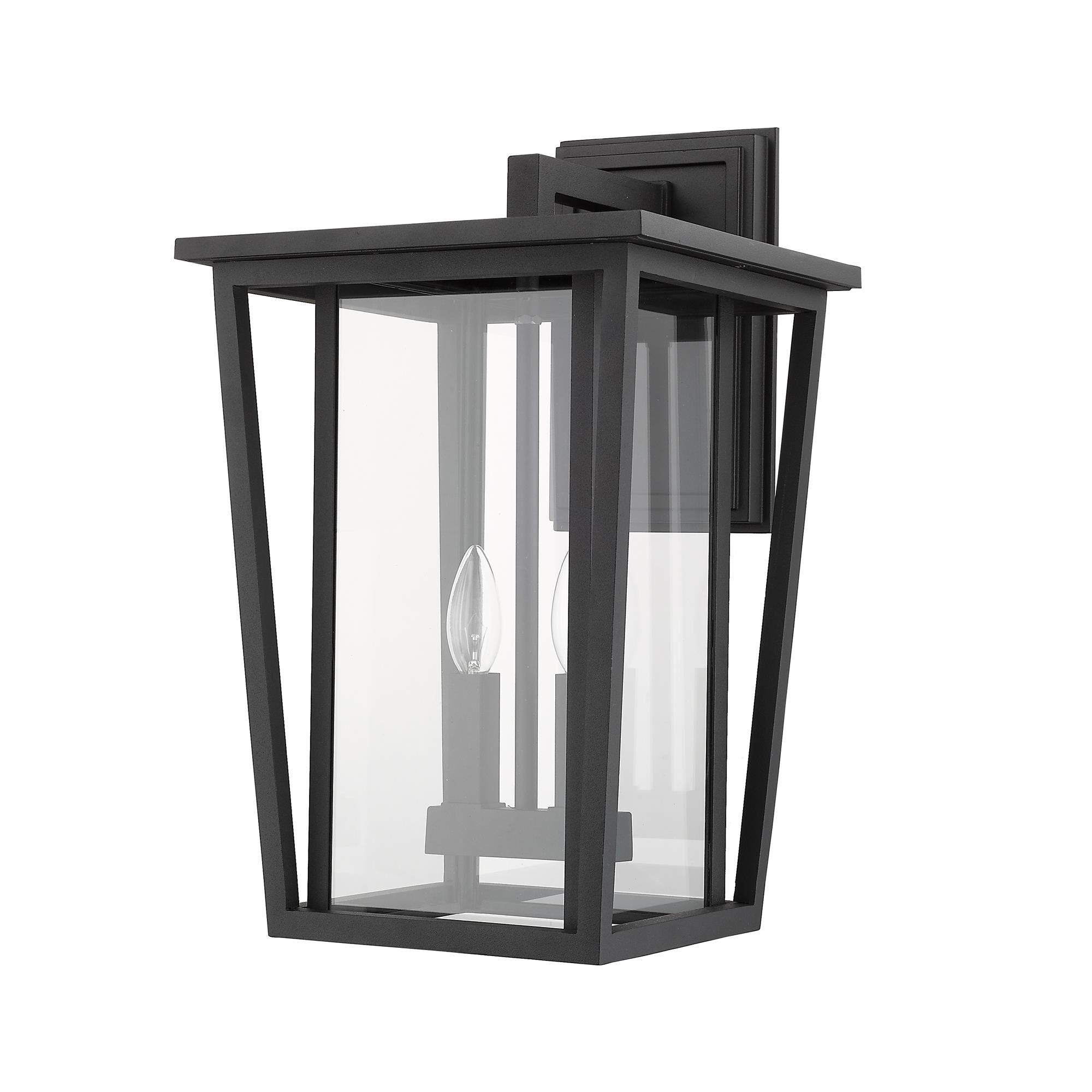 Shown in Black finish and Glass shade