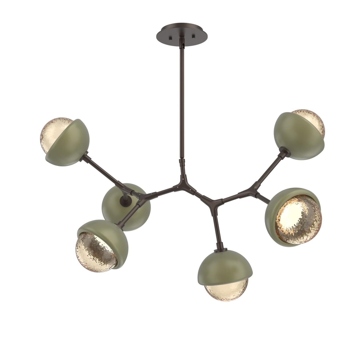 Shown in Flat Bronze finish and Amber glass and Sage Green accent