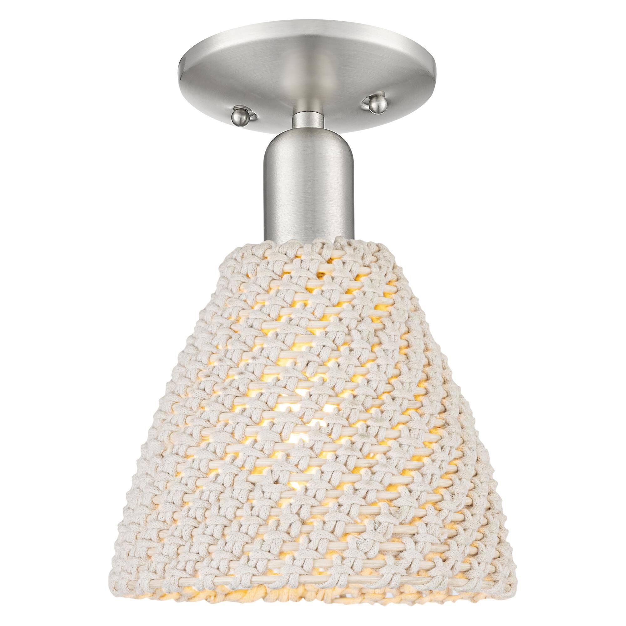 Shown in Brushed Satin Nickel finish and Natural shade