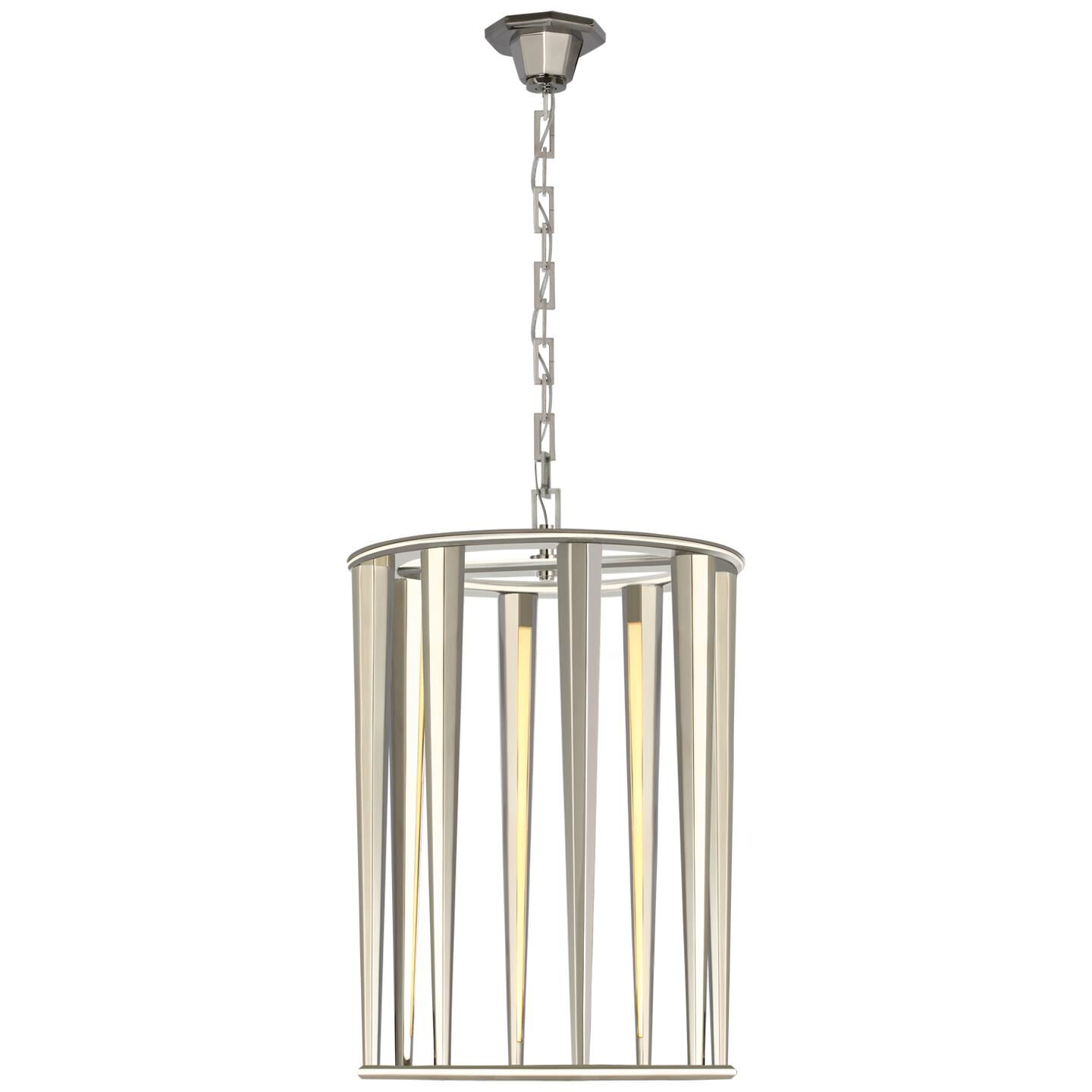 Shown in Polished Nickel finish and White Glass shade
