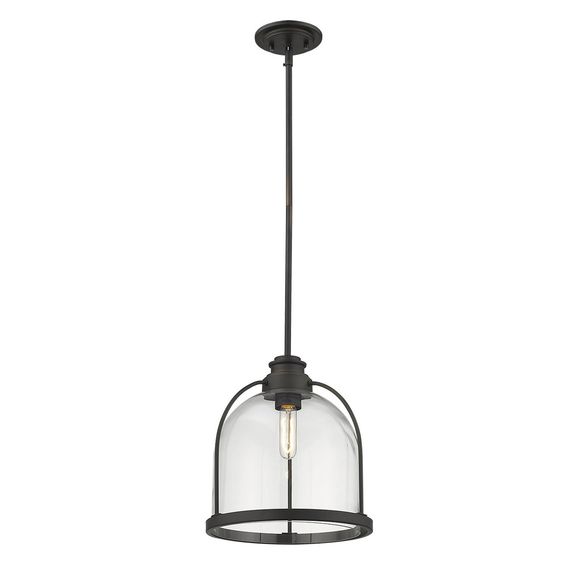 Shown in Oil-Rubbed Bronze finish and Clear glass and Clear, Dome Shaped Glass Globe shade