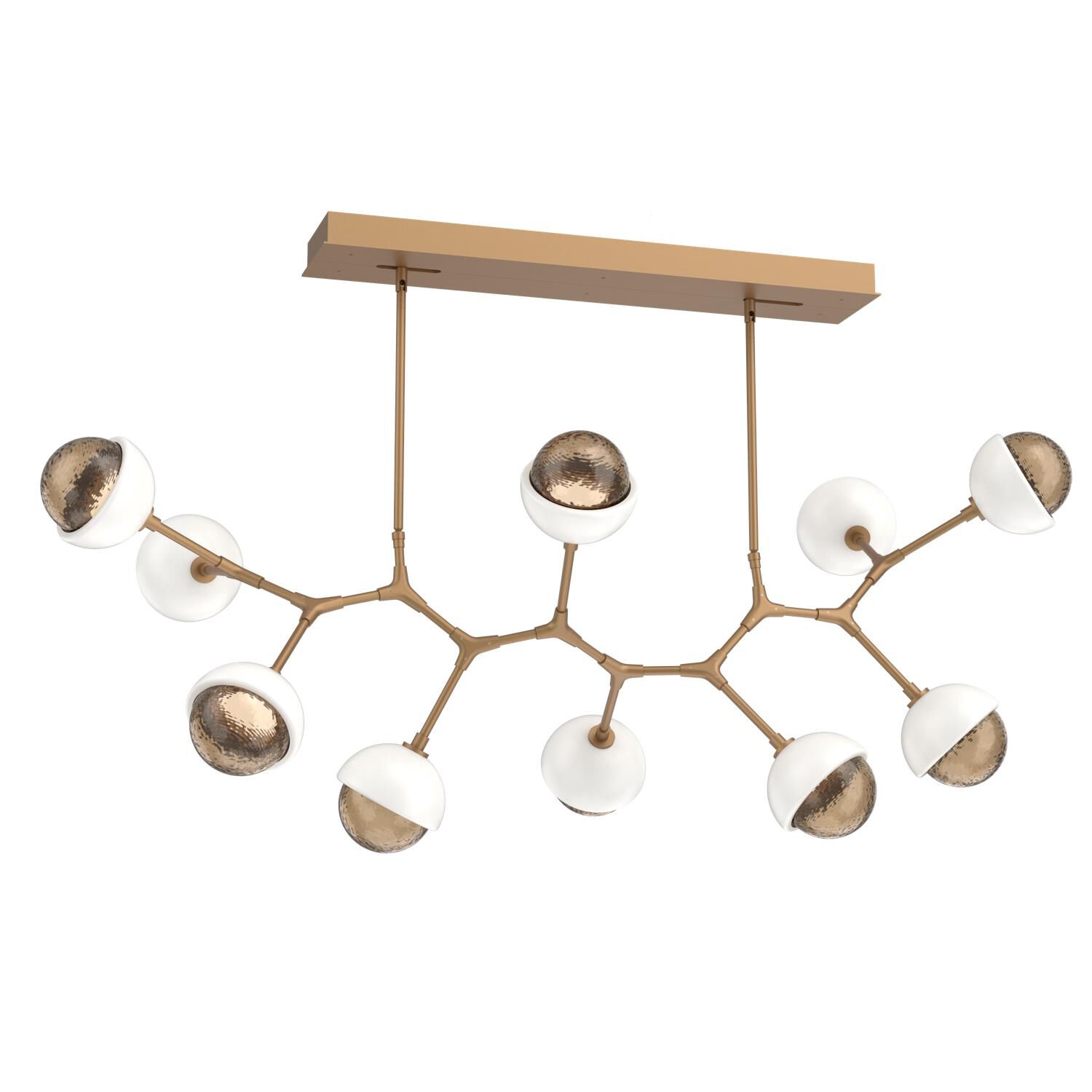 Shown in Novel Brass finish and Bronze glass and Salt White accent