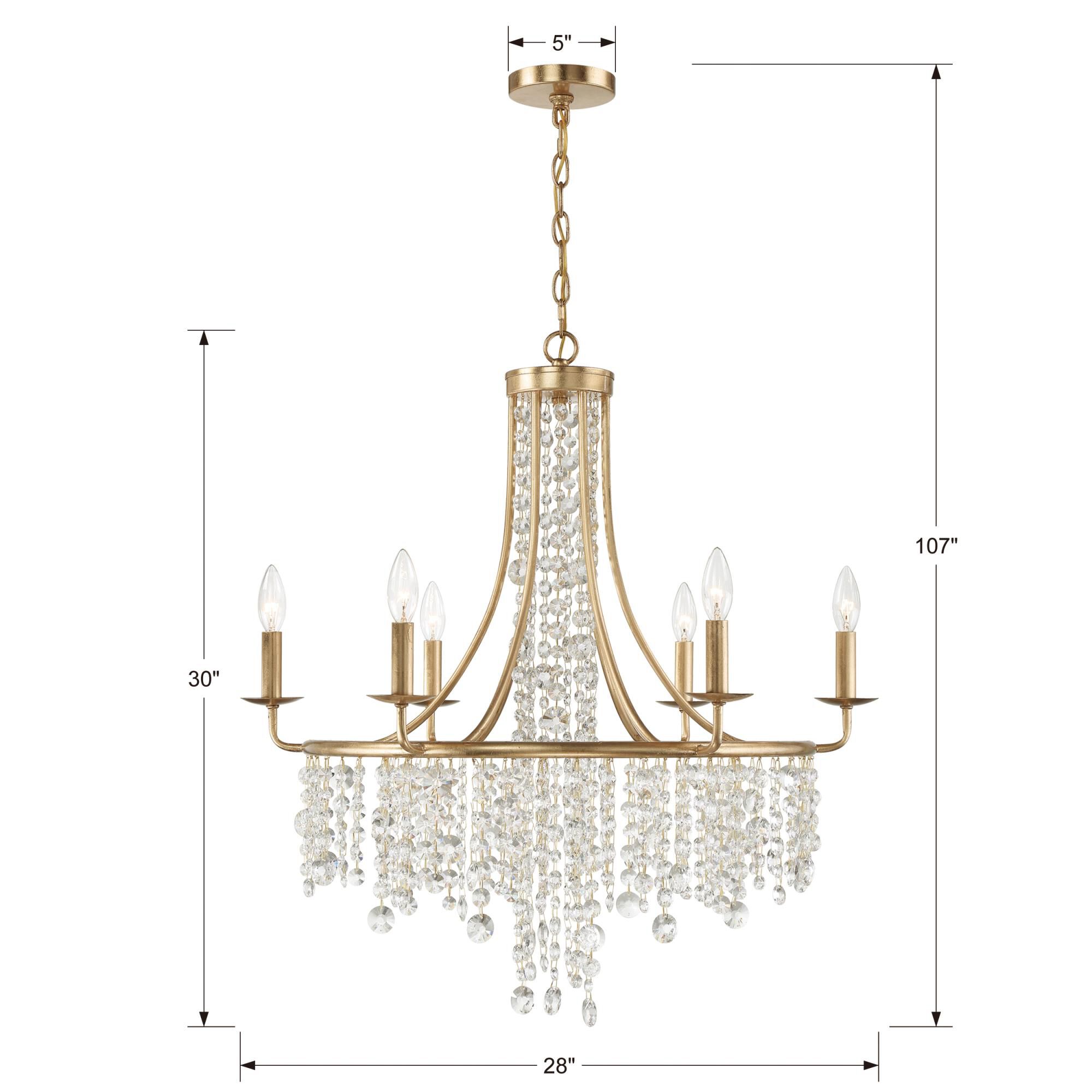 Gabrielle 28 Inch 6 Light Chandelier,