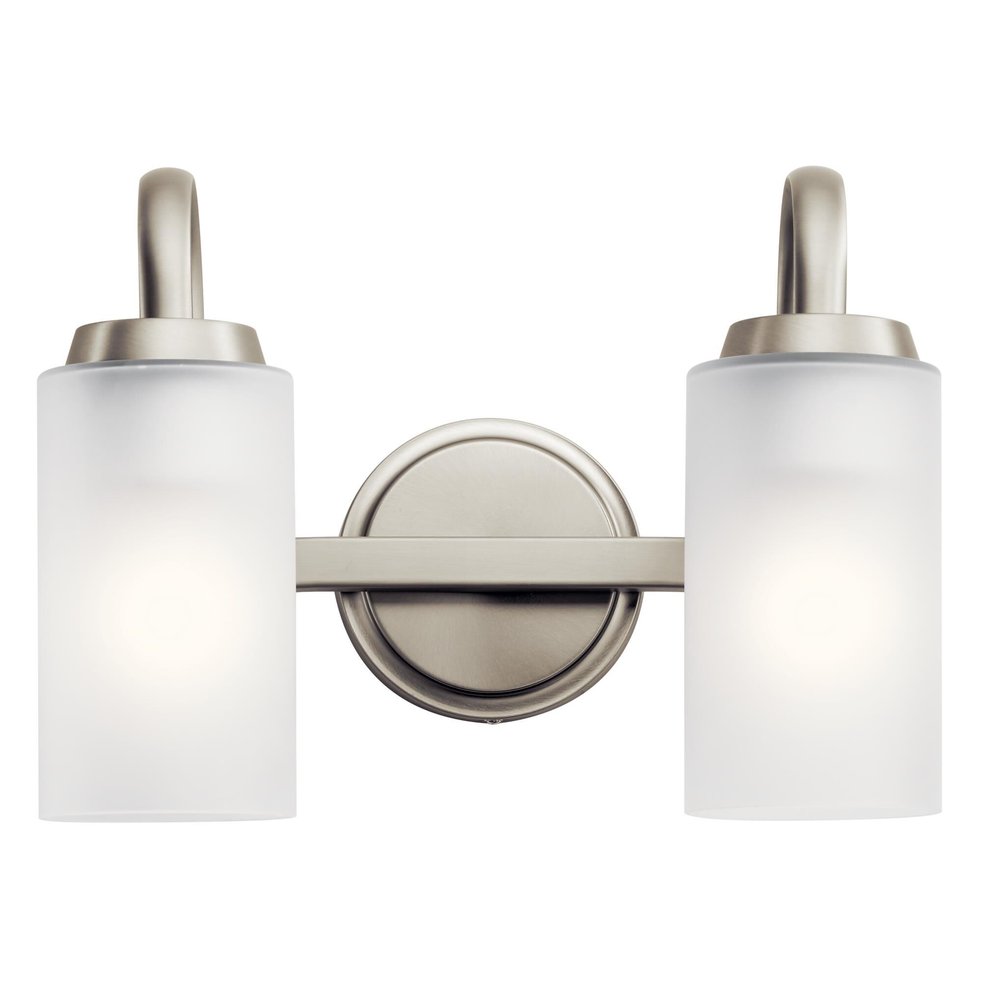 Shown in Brushed Nickel finish and Satin Etched glass