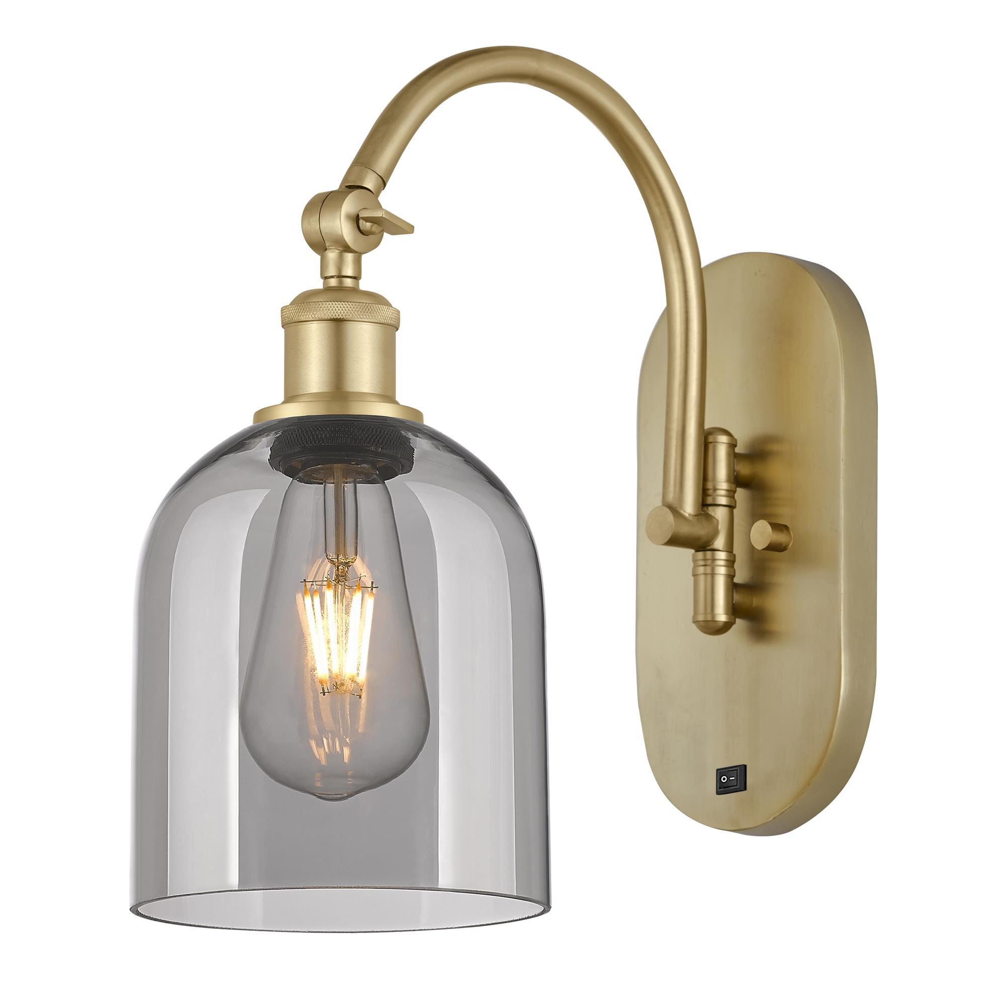 Shown in Satin Gold finish and Light Smoke glass