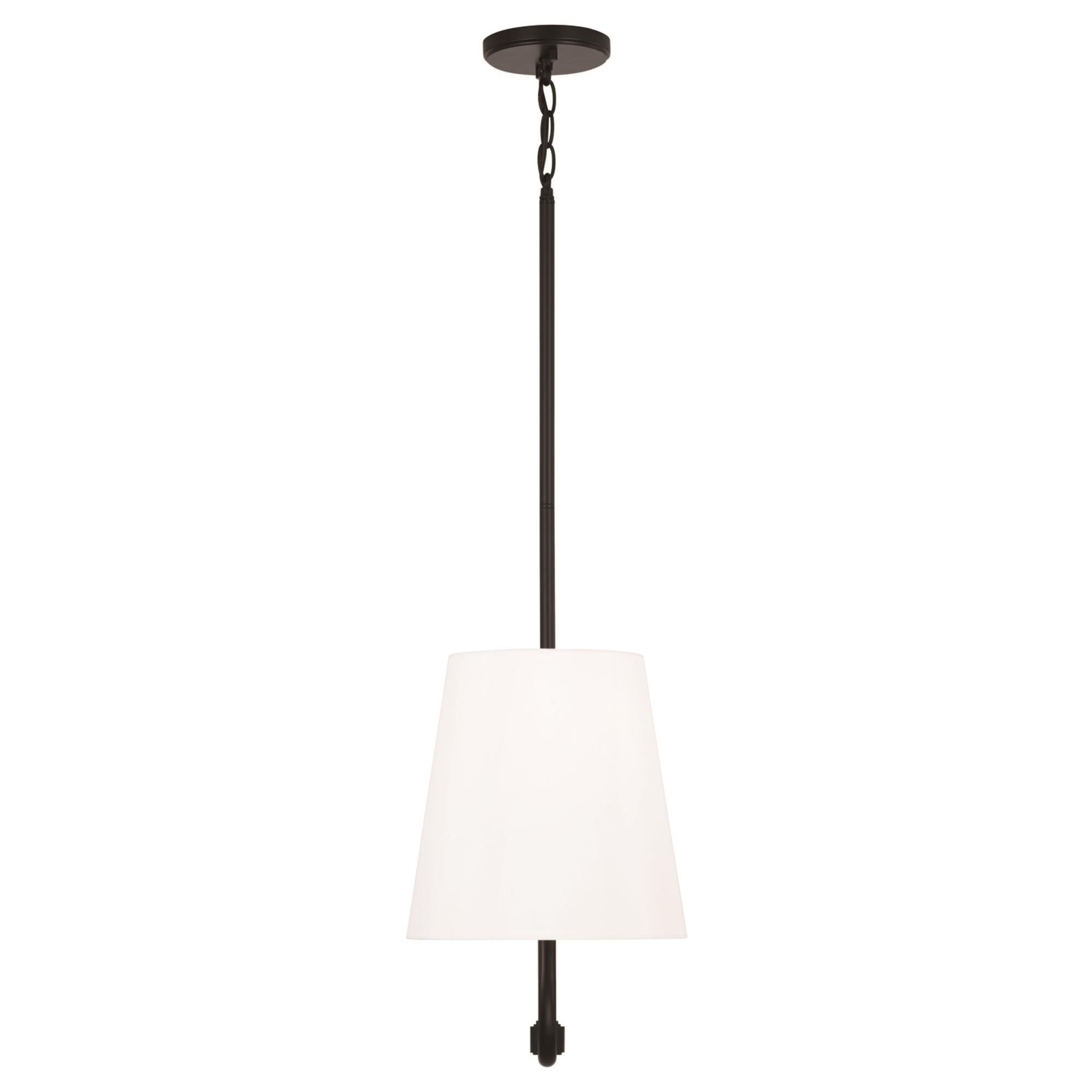Shown in Matte Black finish and White Fabric Stay-Straight shade