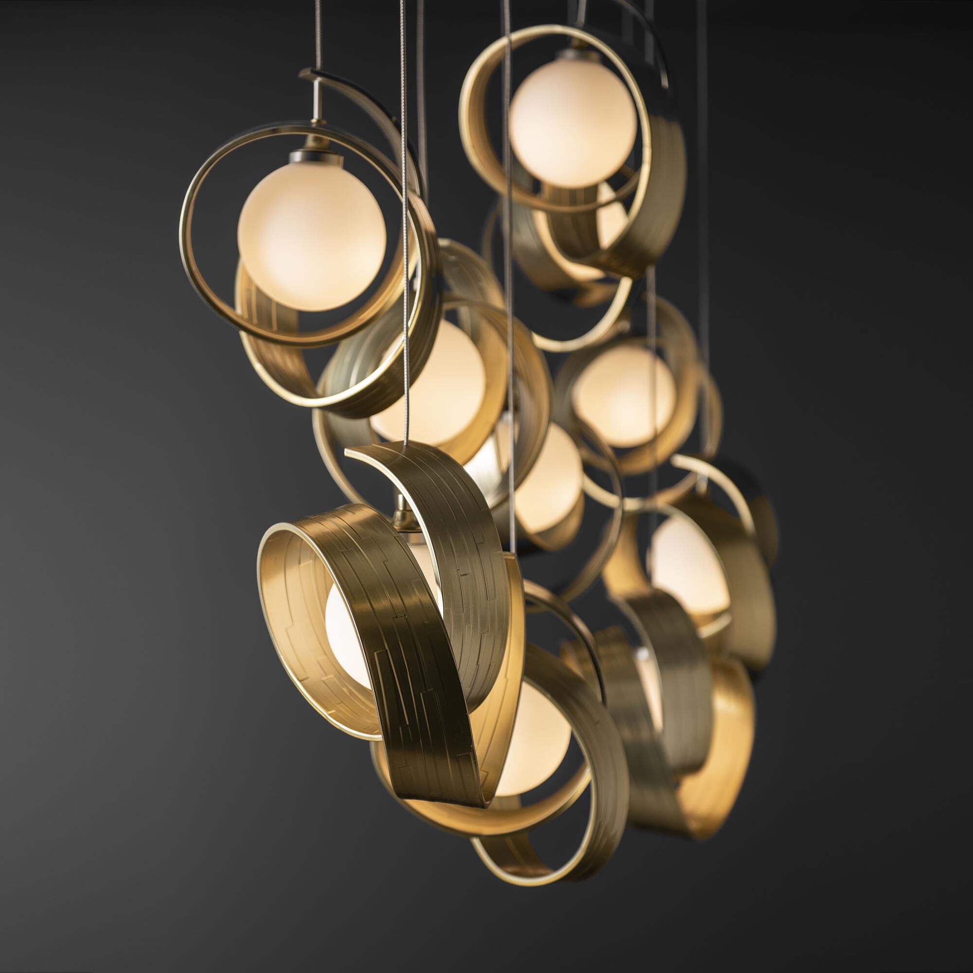 Shown in Modern Brass finish and Opal glass and Opal Glass shade