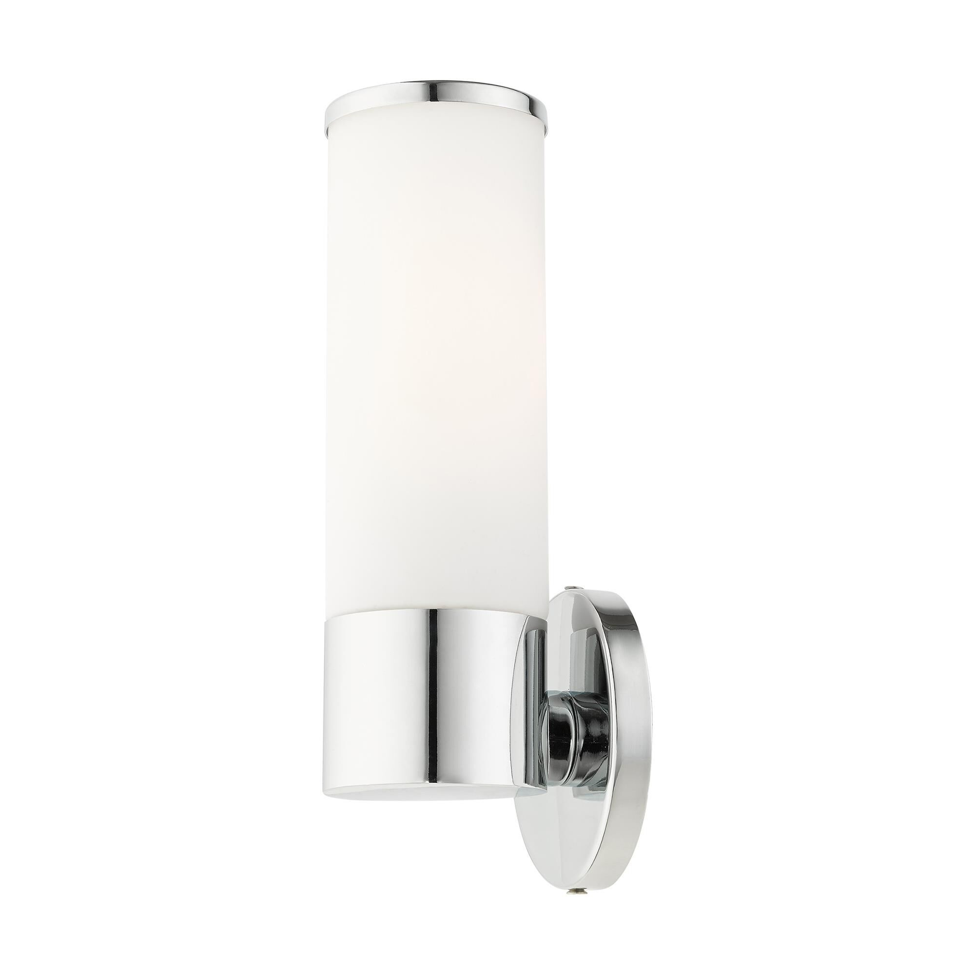 Shown in Polished Chrome finish and Satin Opal White glass