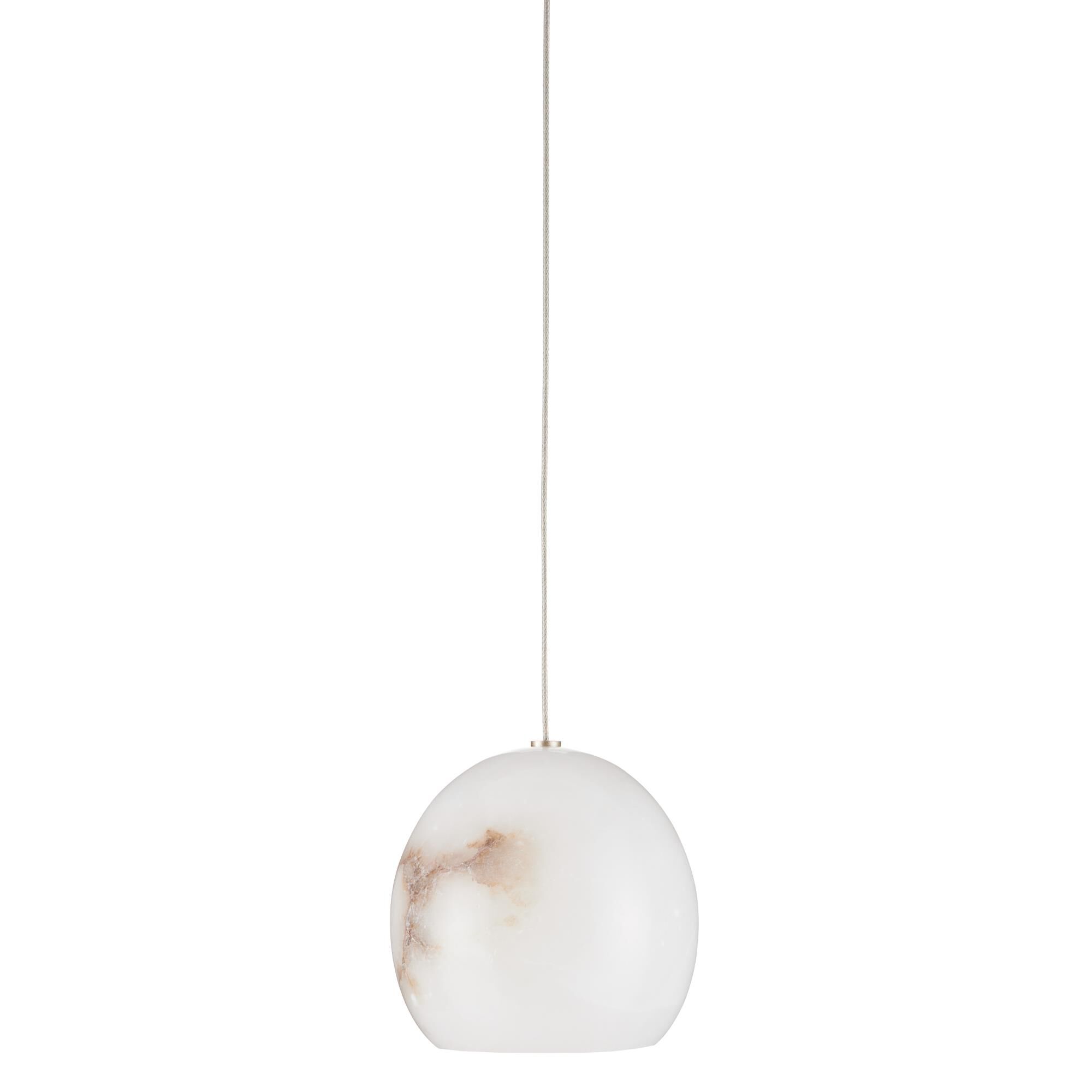 Shown in Natural/Painted Silver finish and Alabaster/White Marble shade